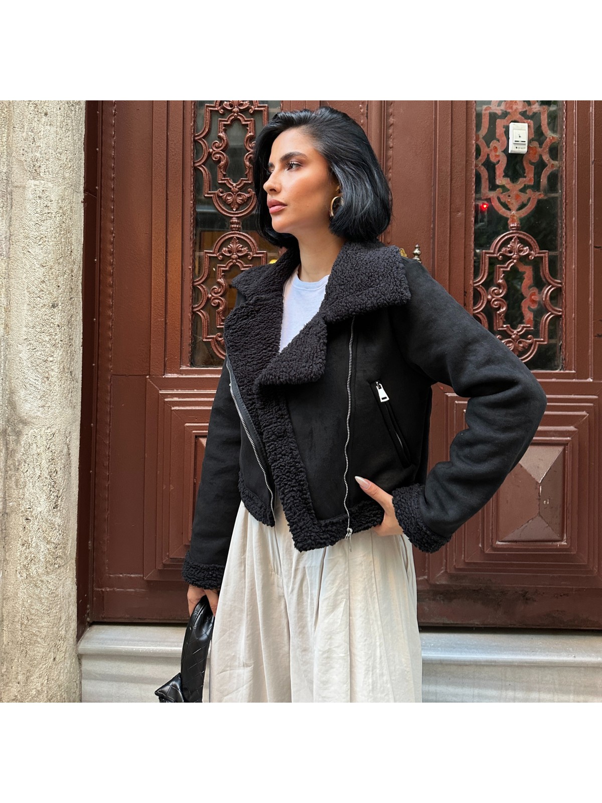 My Bella Kısa Içi Peluş Dışı Süet Kaban