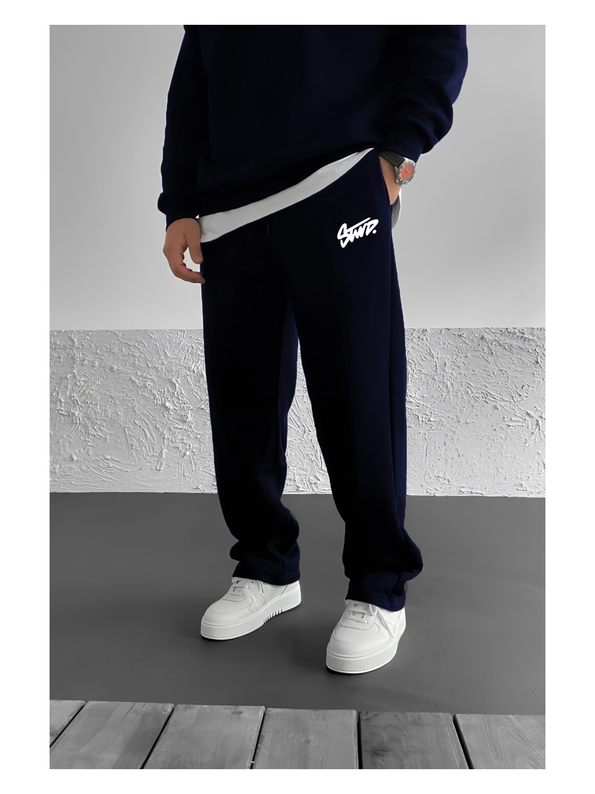 The Rule Stwd Baskılı Baggy Siyah Yazlık 3 Iplik Bol Kesim Düz Paça Mevsimlik Eşofman Altı RF0541 - Görsel 3