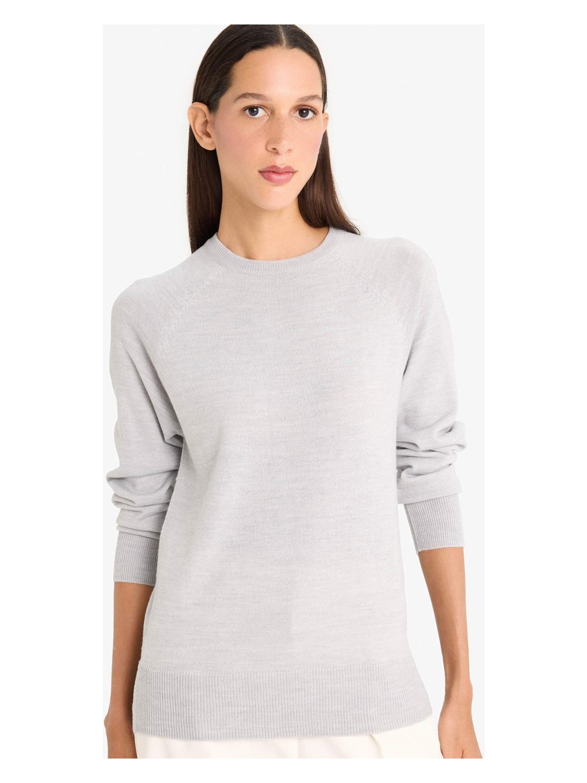 DeFacto Relax Fit Bisiklet Yaka Basic Düz Triko Kazak I6913AZ25WN - Görsel 9