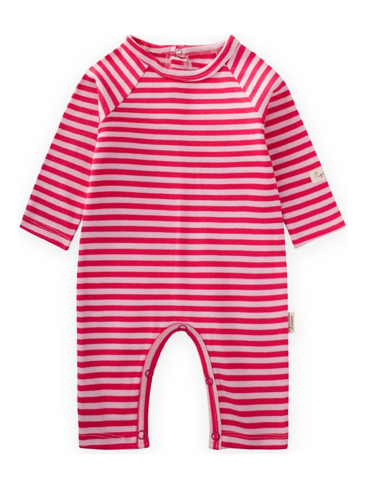 Cigit Çizgili Triko Tulum 0-3 Yaş Pudra Mercan