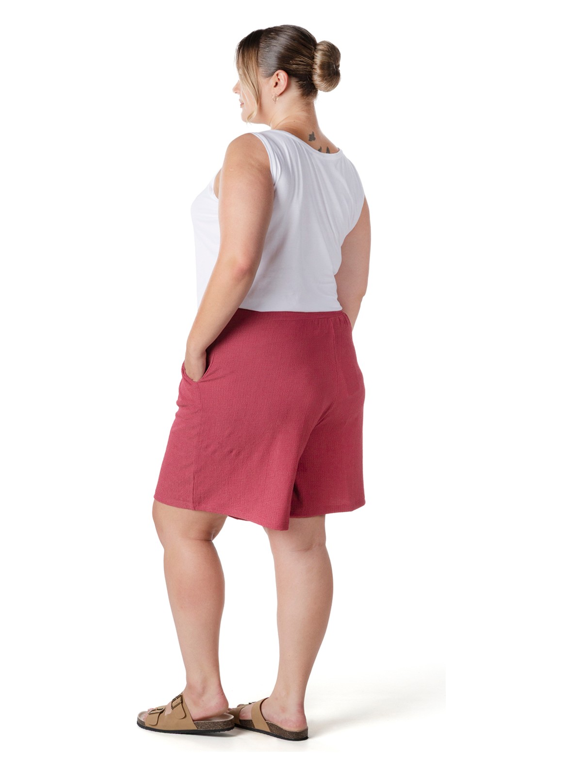 Stil Diva Büyük Beden Beli Lastikli Cepli Şort 216186 - Görsel 6