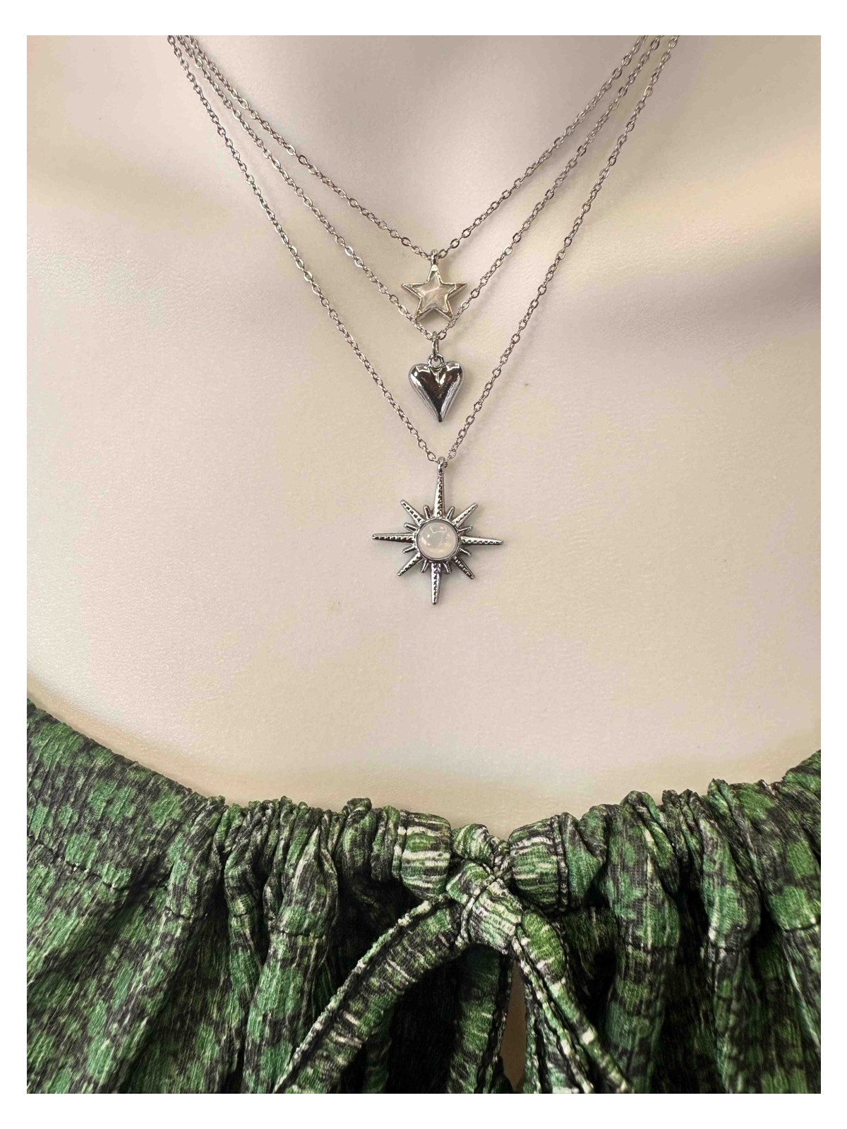 Uno Di Famiglia 3'lü Çelik Charm Kolye , Yıldızlı Kolye , Kalpli Kolye , Kutup Yıldızı Kolye , 3'lü Çelik Kolye Seti - Görsel 4