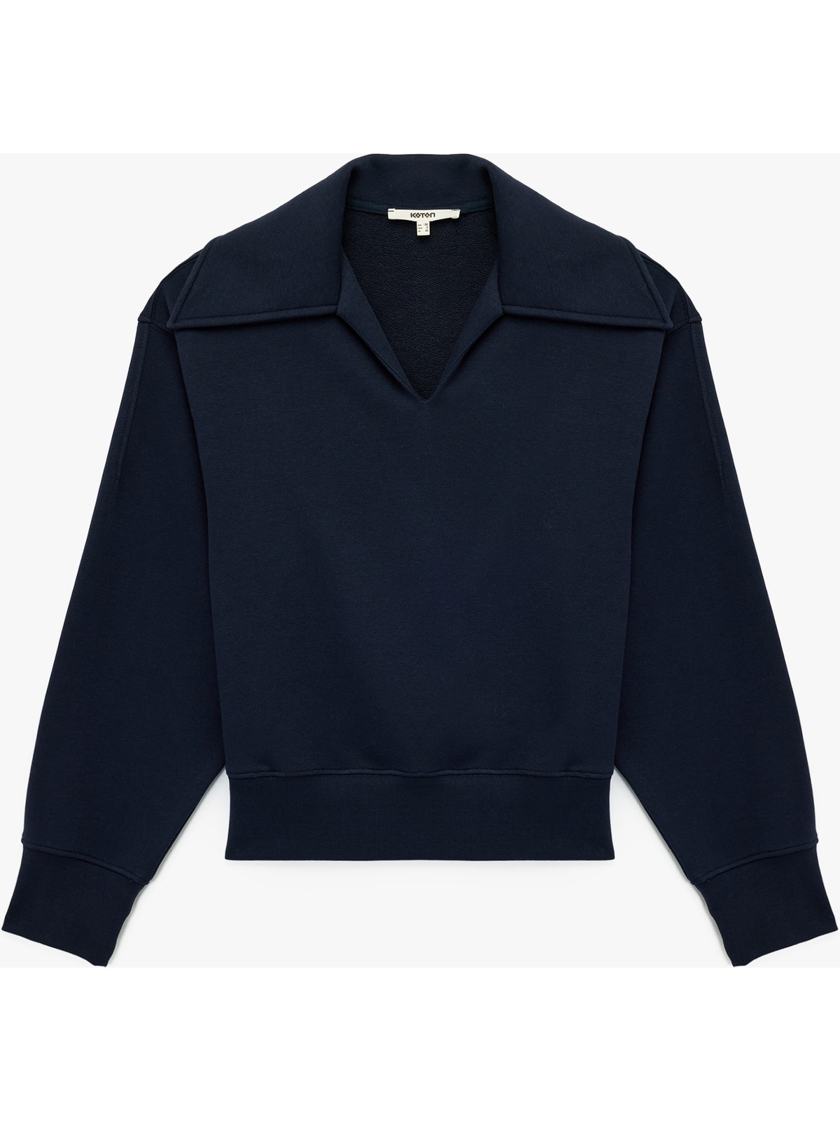 Koton Regular Fit Üç Iplik Uzun Kollu Polo Yaka Sweatshirt - Görsel 4