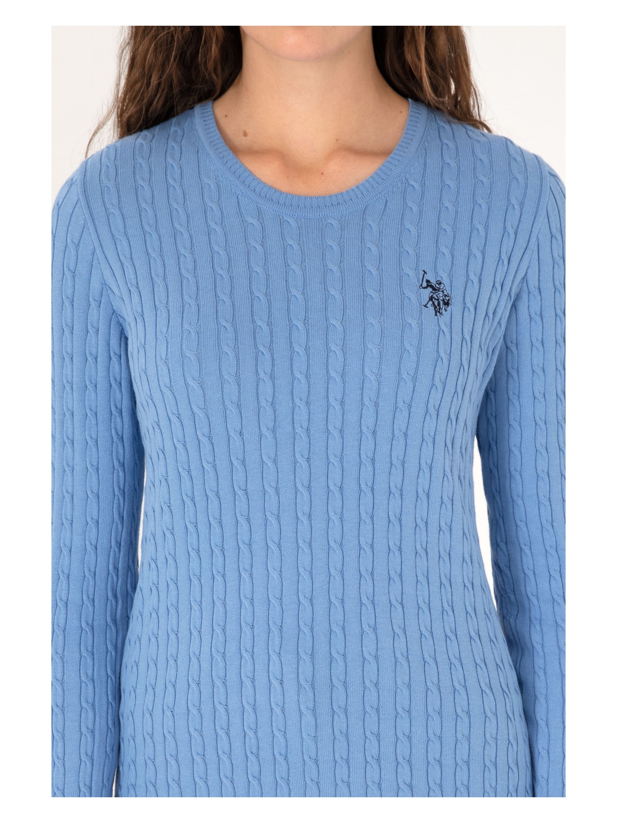 U.S. Polo Assn. Kadın Açık Mavi Bisiklet Yaka Basic Kazak 50313626-VR003 - Görsel 6