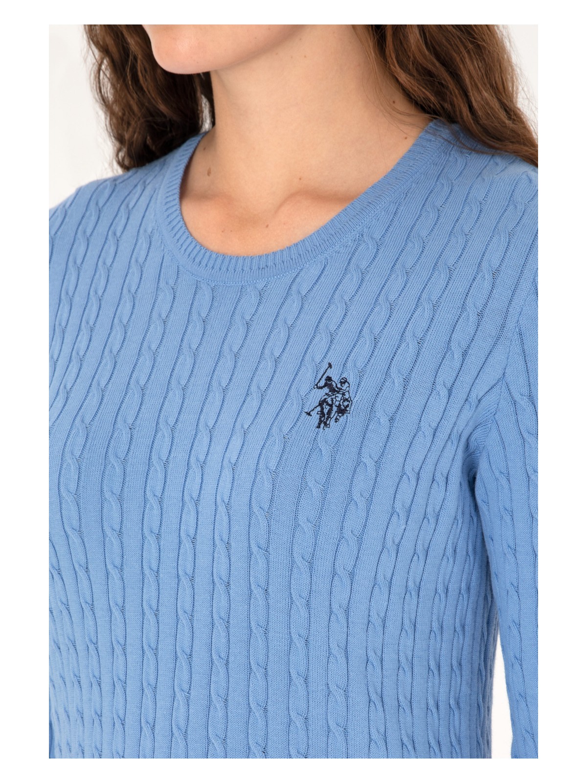 U.S. Polo Assn. Kadın Açık Mavi Bisiklet Yaka Basic Kazak 50313626-VR003 - Görsel 7