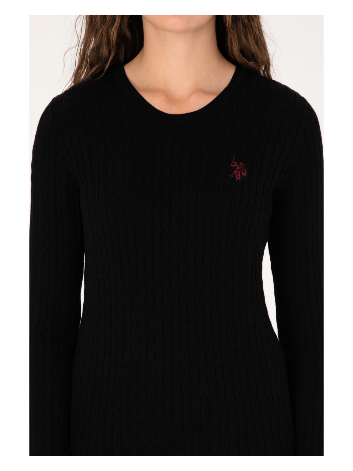 U.S. Polo Assn. Kadın Siyah Bisiklet Yaka Basic Kazak 50313626-VR046 - Görsel 6