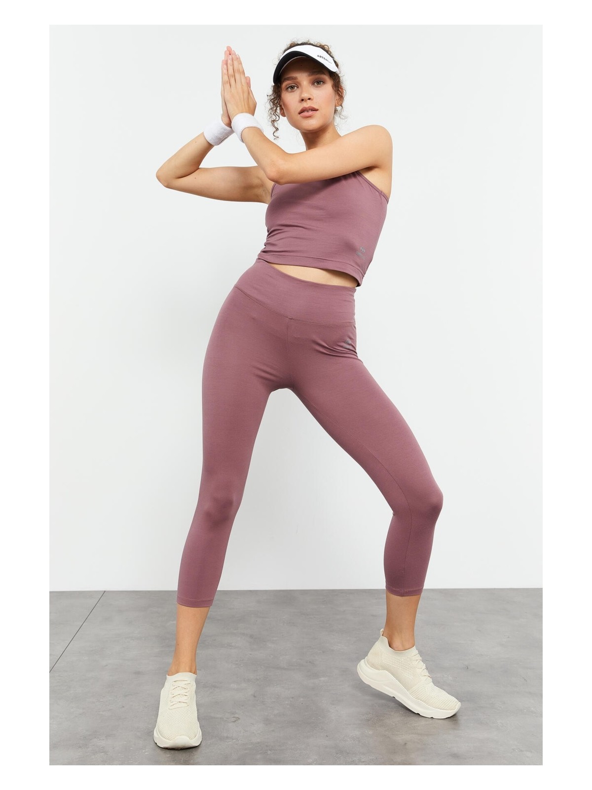 Tommy Life Siyah Yüksek Bel Kapri-Crop Atlet Slim Fit Kadın Tayt Takım - 95284 - Görsel 9