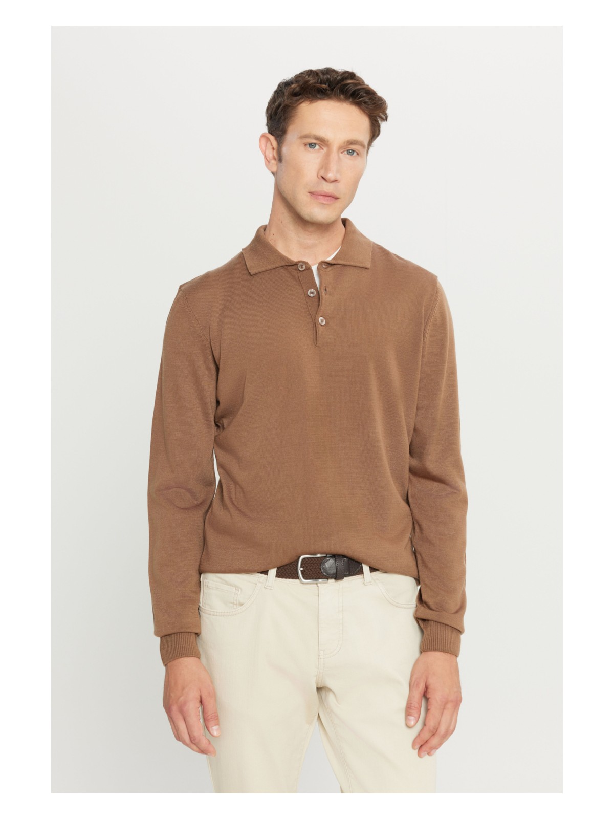 Altınyıldız Classics ALTINYILDIZ CLASSICS Erkek Antrasit-melanj Tüylenme Yapmayan Anti Pilling Kumaş Standart Fit Polo Yaka Triko Kazak - Görsel 3