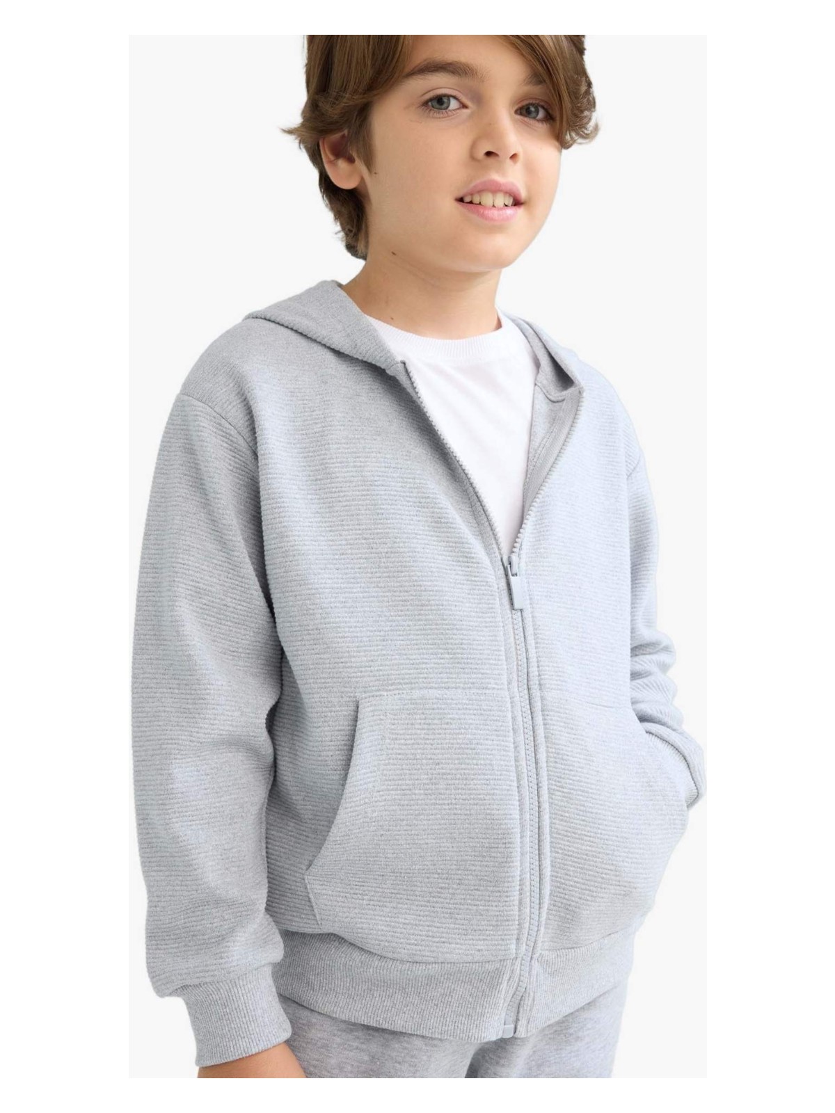 DeFacto Kapüşonlu Okul Fermuarlı Sweatshirt Erkek Çocuk T7468A625AU - Görsel 5