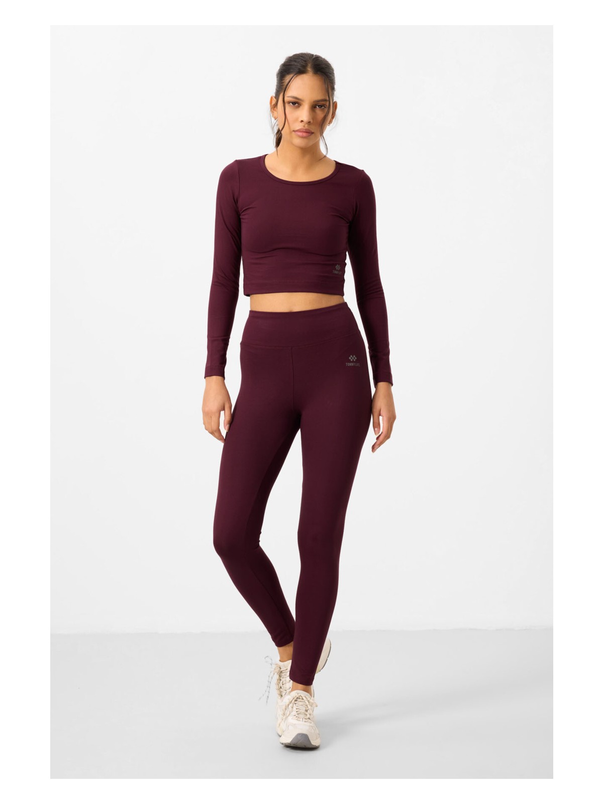 Tommy Life Siyah Yüksek Bel Uzun Kollu Slim Fit Crop Top Kadın Tayt Takım - 95286 - Görsel 5