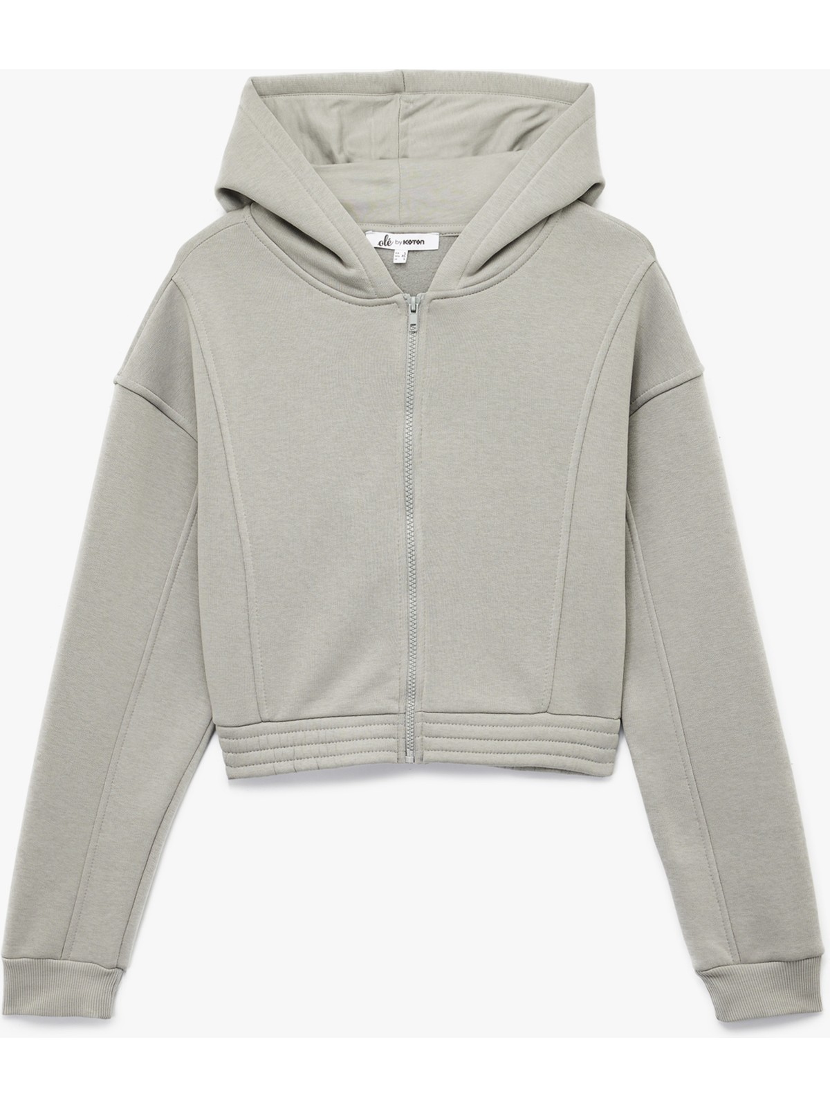 Koton Şardonlu Uzun Kollu Fermuarlı Kapüşonlu Oversize Sweatshirt - Görsel 4