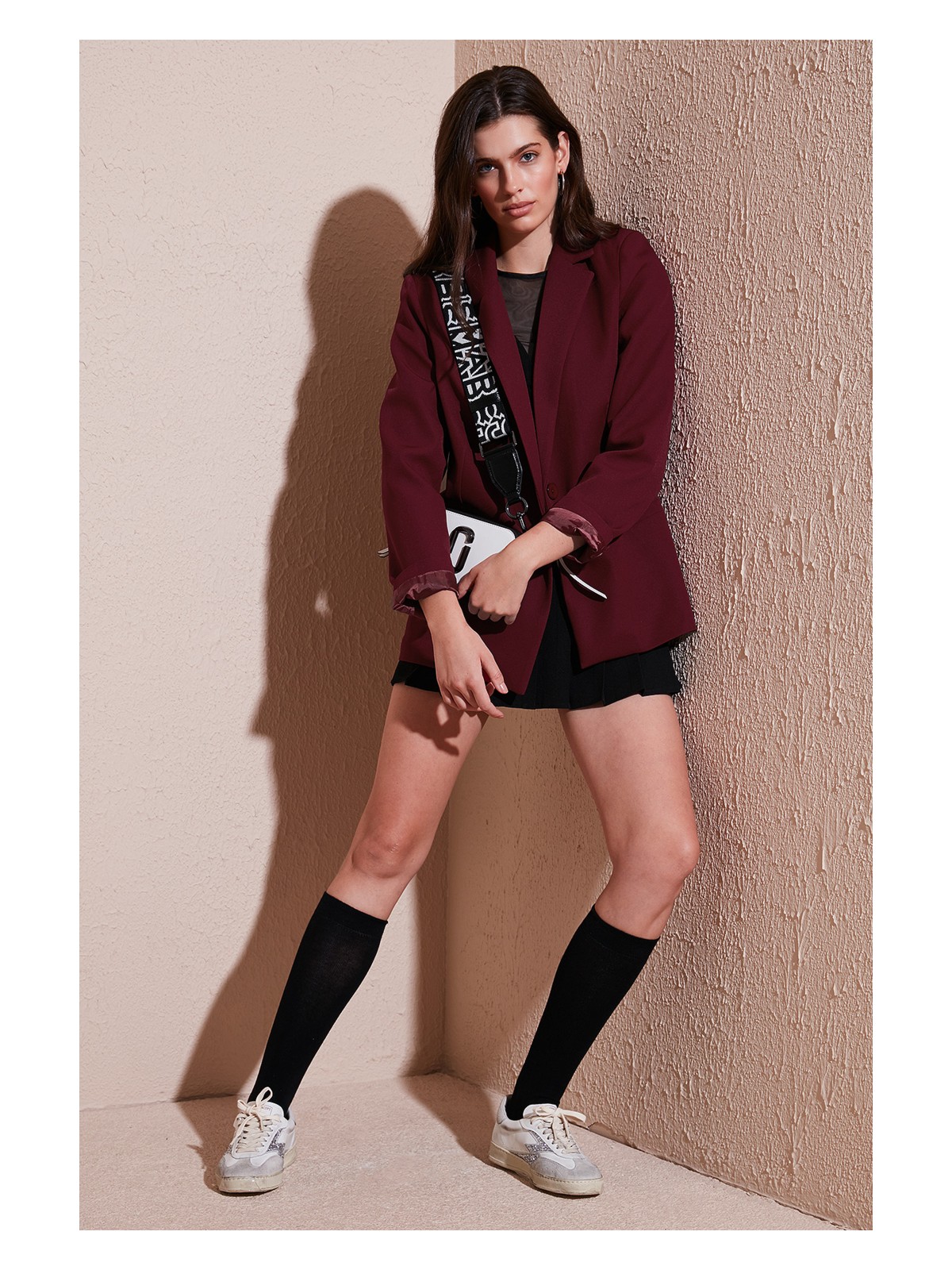 Lela Standart Fit Mono Yaka Desenli Astar Detaylı Blazer Kadın Ceket6524003 - Görsel 6