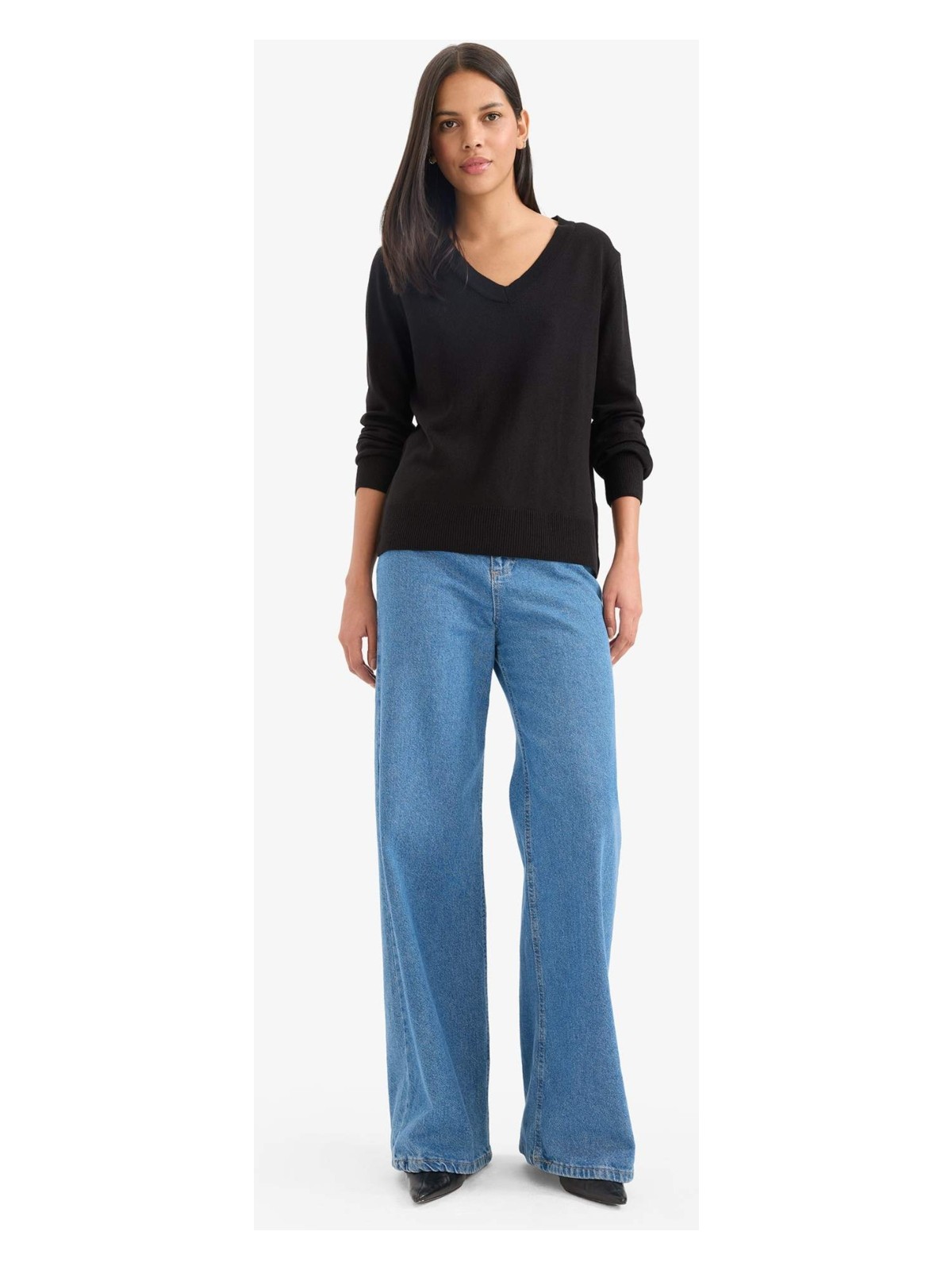DeFacto Relax Fit V Yaka Triko Kazak C4024AX25WN - Görsel 2