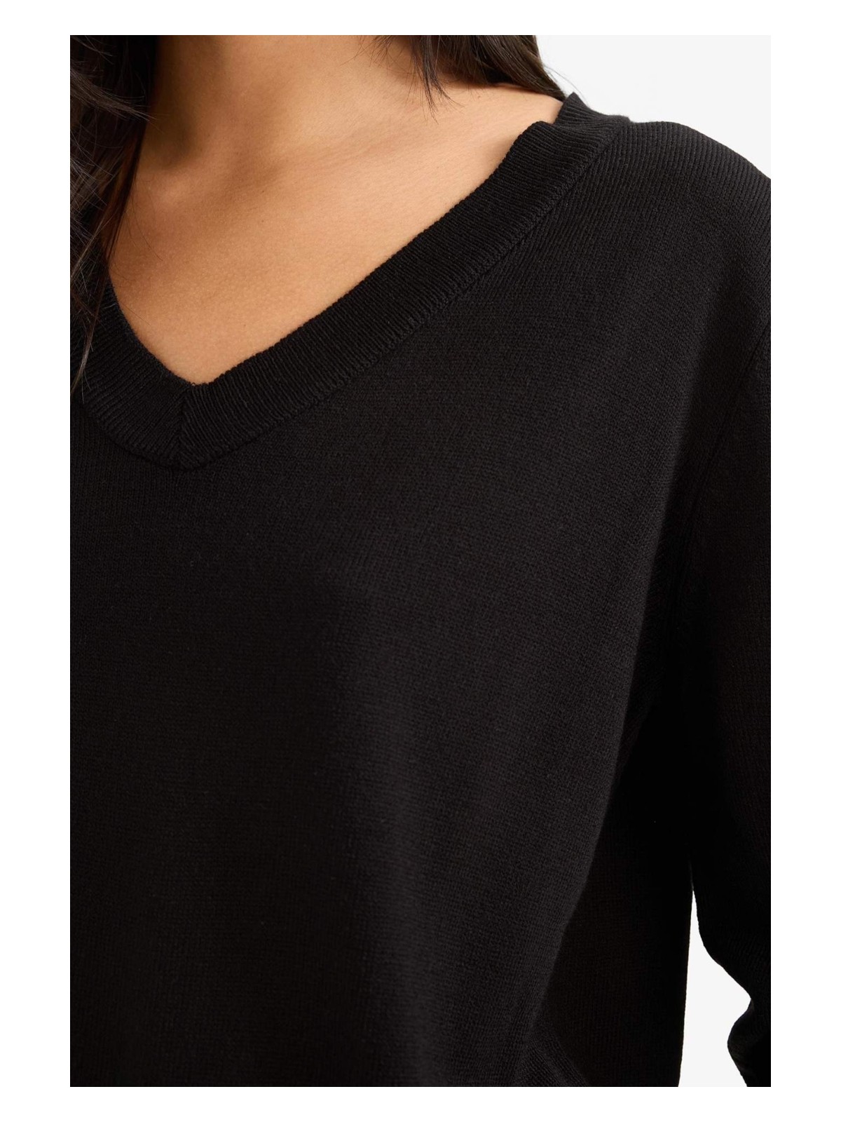 DeFacto Relax Fit V Yaka Triko Kazak C4024AX25WN - Görsel 3
