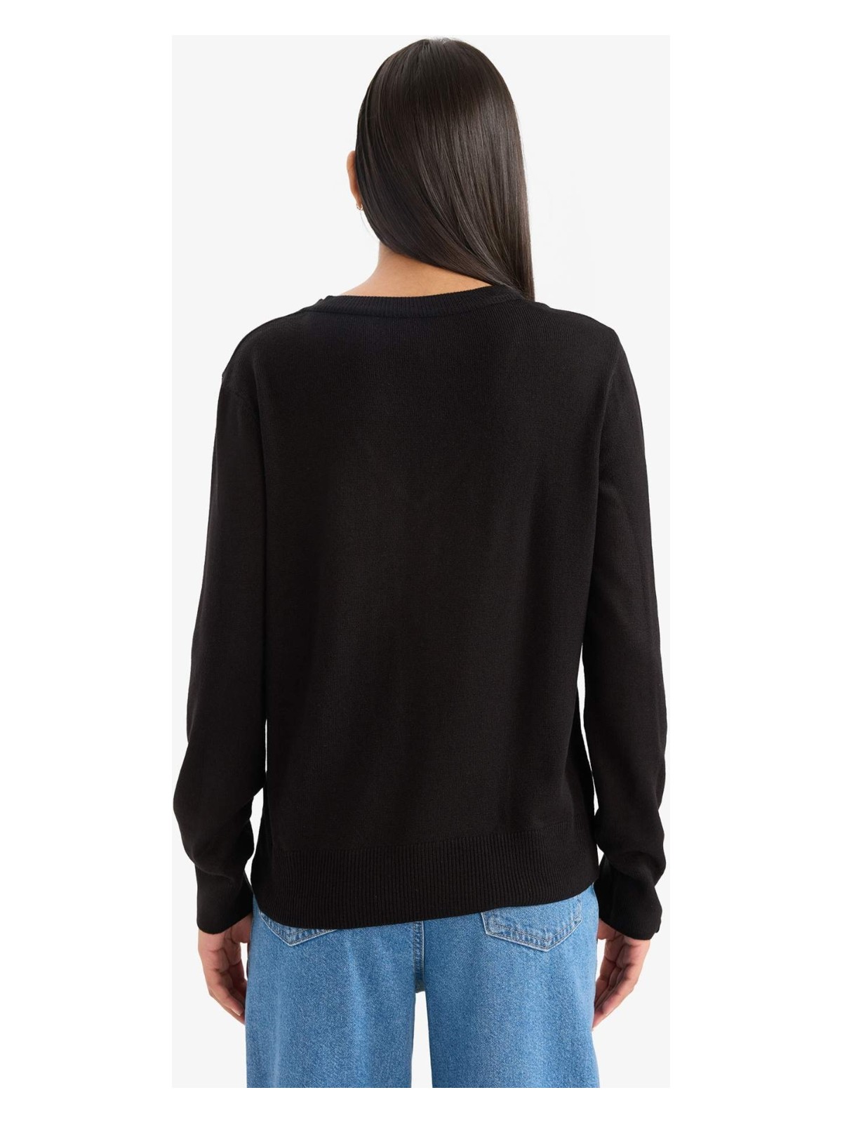 DeFacto Relax Fit V Yaka Triko Kazak C4024AX25WN - Görsel 4