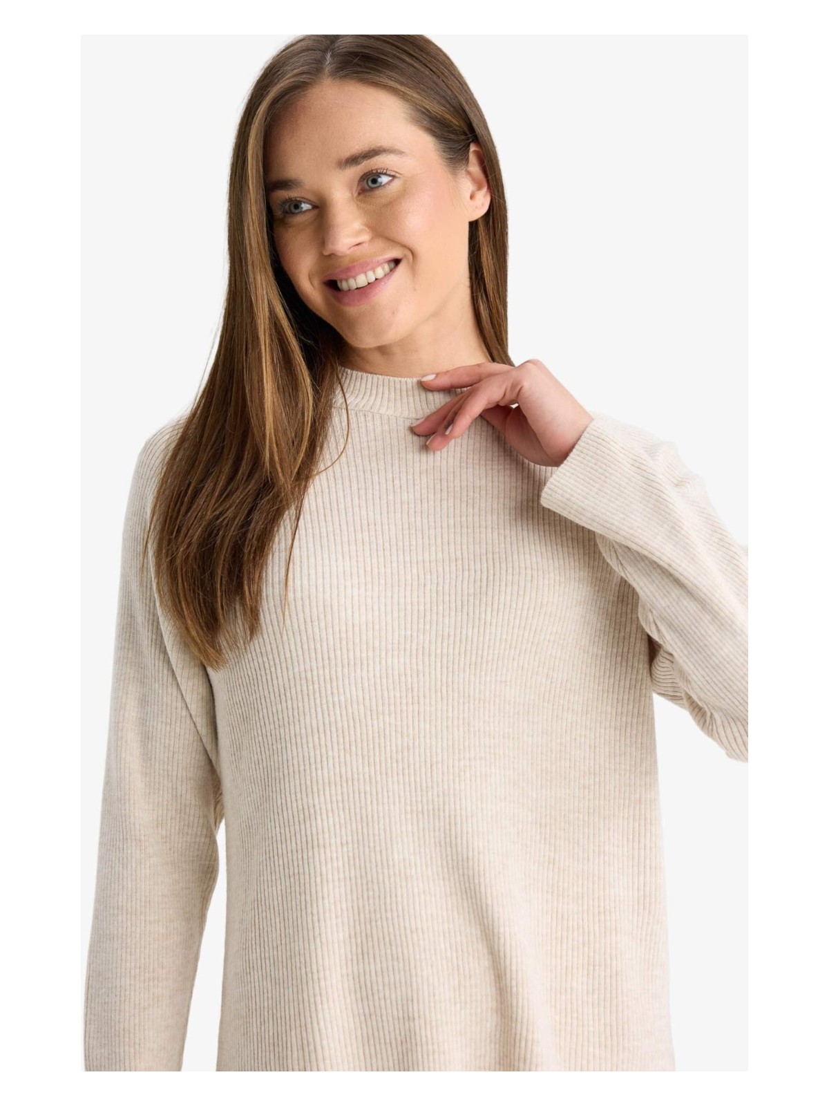 DeFacto Regular Fit Bisiklet Yaka Basic Düz Triko Kazak D6911AX25WN - Görsel 5