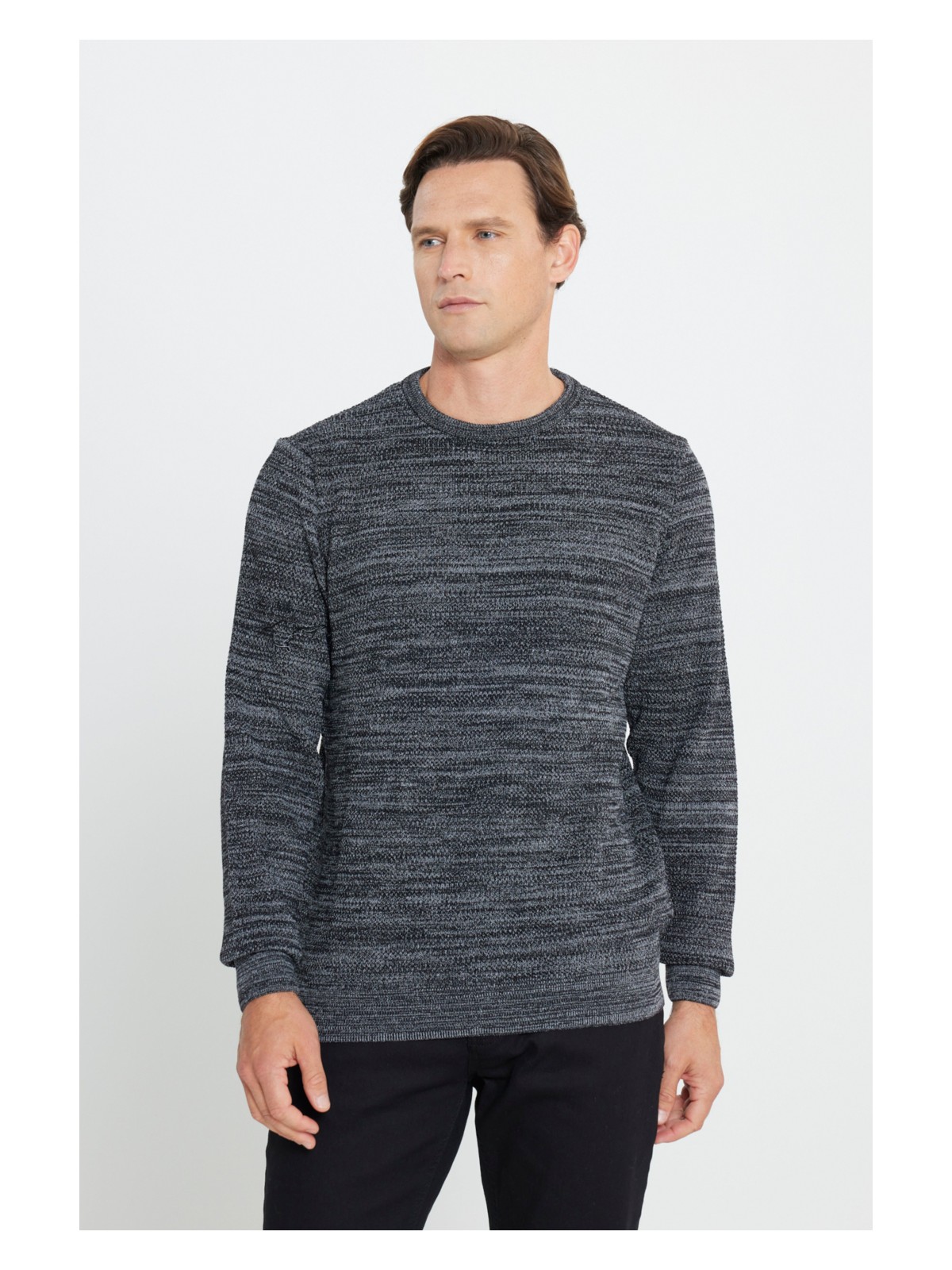 Altınyıldız Classics Erkek Bronz-grı Standart Fit Normal Kesim Bisiklet Yaka Desenli Triko Kazak - Görsel 7