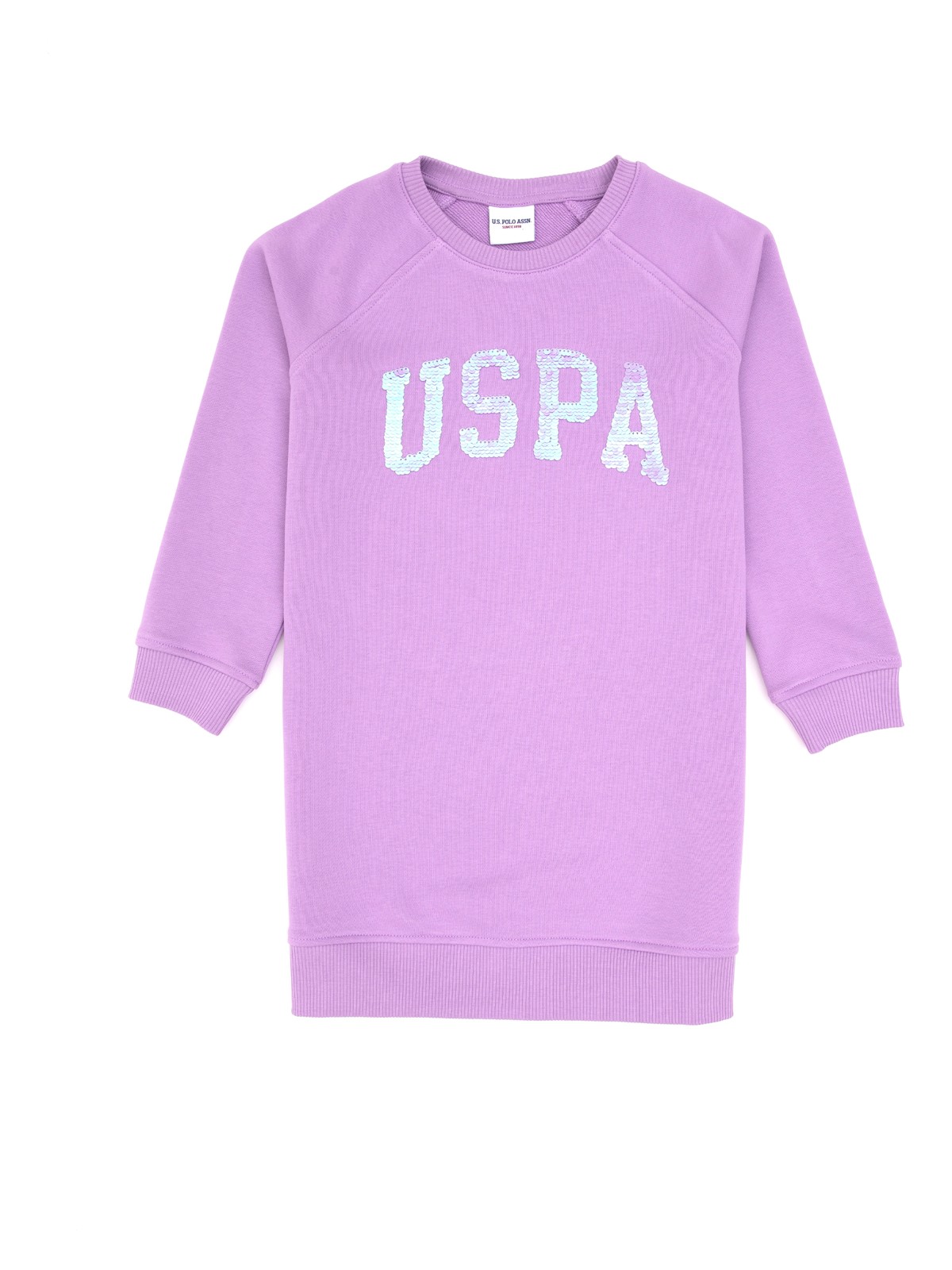 U.S. Polo Assn. Kız Çocuk Koyu Frambuaz Payet Detaylı Bisiklet Yaka Sweat Örme Elbise 50314313-VR104 - Görsel 4