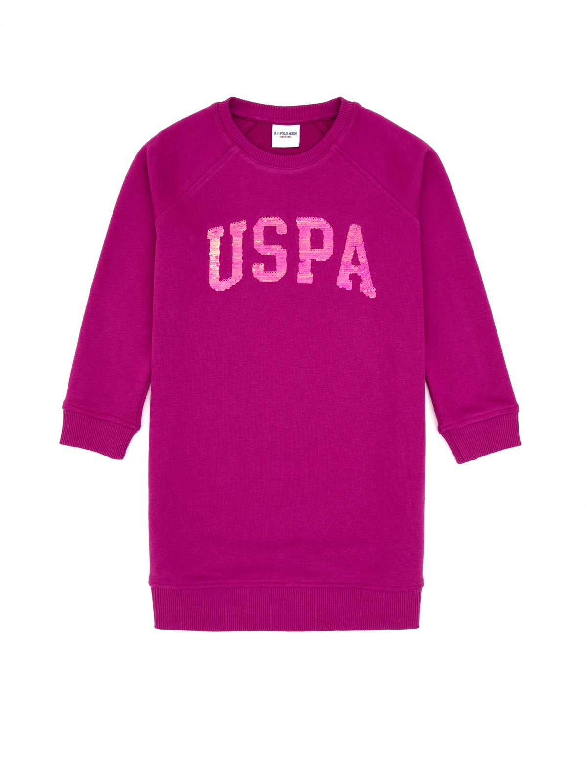 U.S. Polo Assn. Kız Çocuk Koyu Frambuaz Payet Detaylı Bisiklet Yaka Sweat Örme Elbise 50314313-VR104 - Görsel 5
