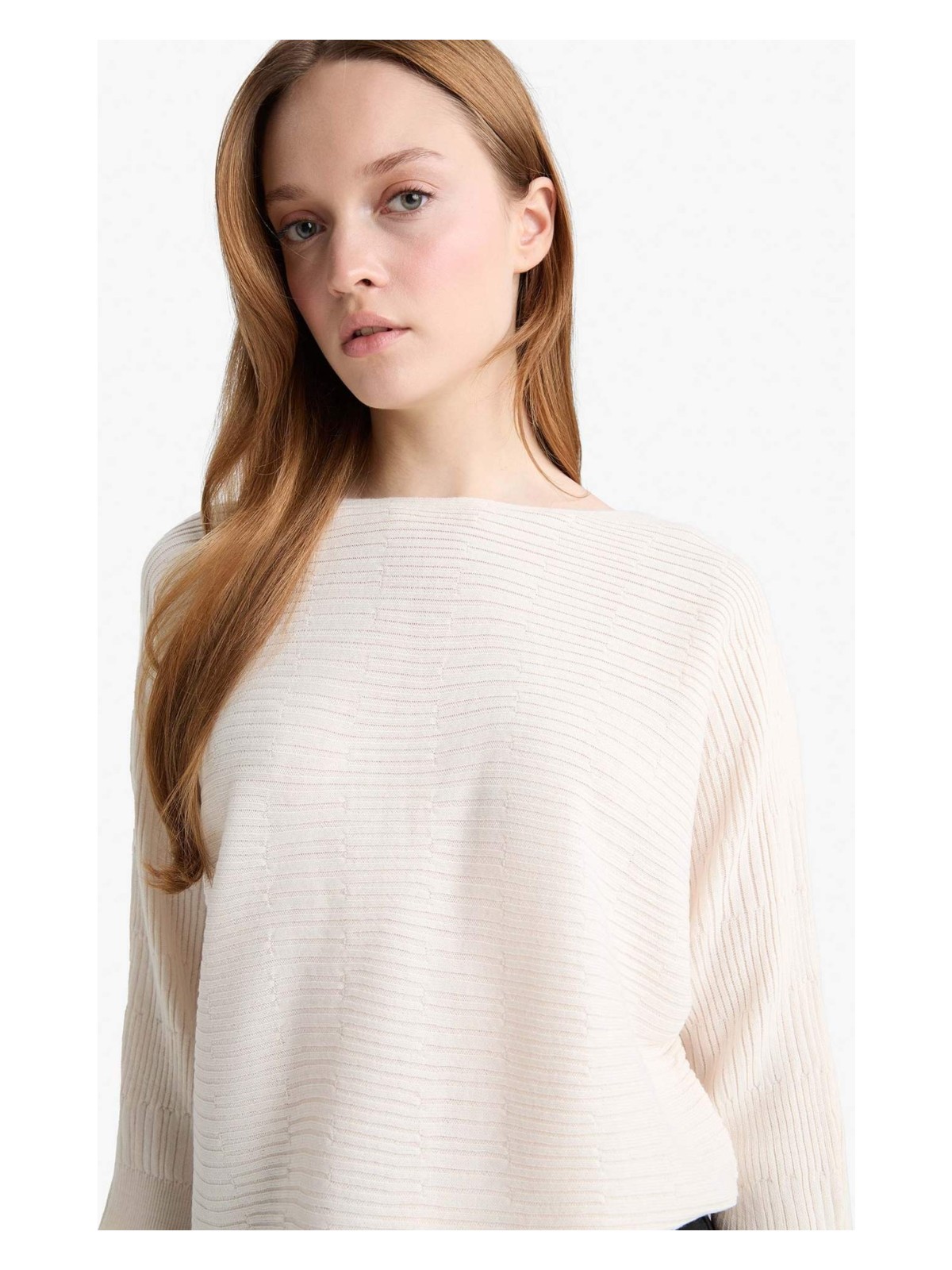 DeFacto Kayık Yaka Triko Kazak D7670AX25WN - Görsel 4