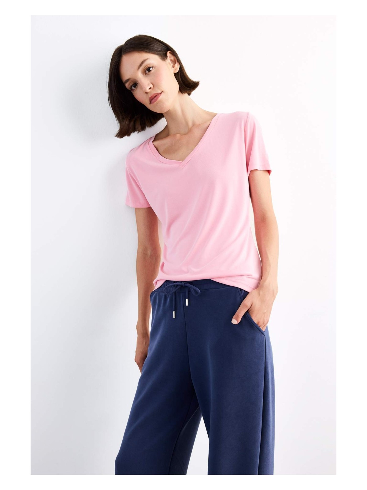 DeFacto V Yaka Modal Kısa Kollu Tişört G0402AX25SM - Görsel 5