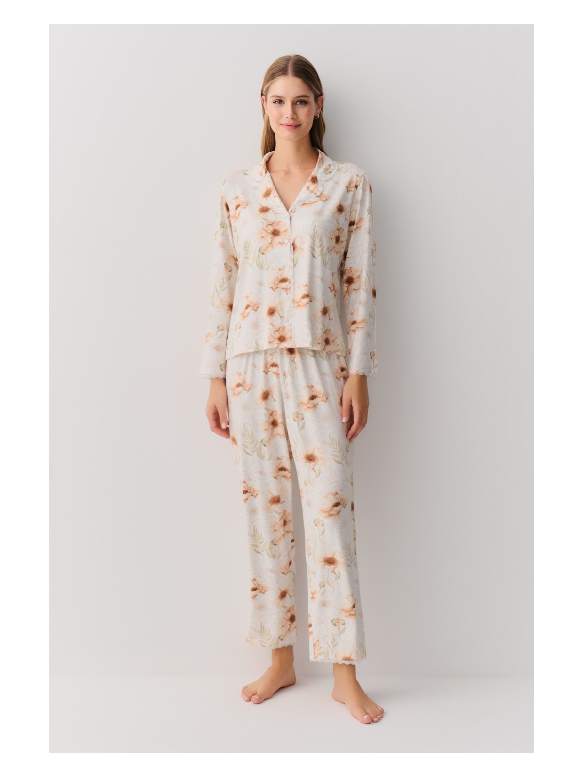 Suwen Sofia Gömlek Yaka Pijama Takımı