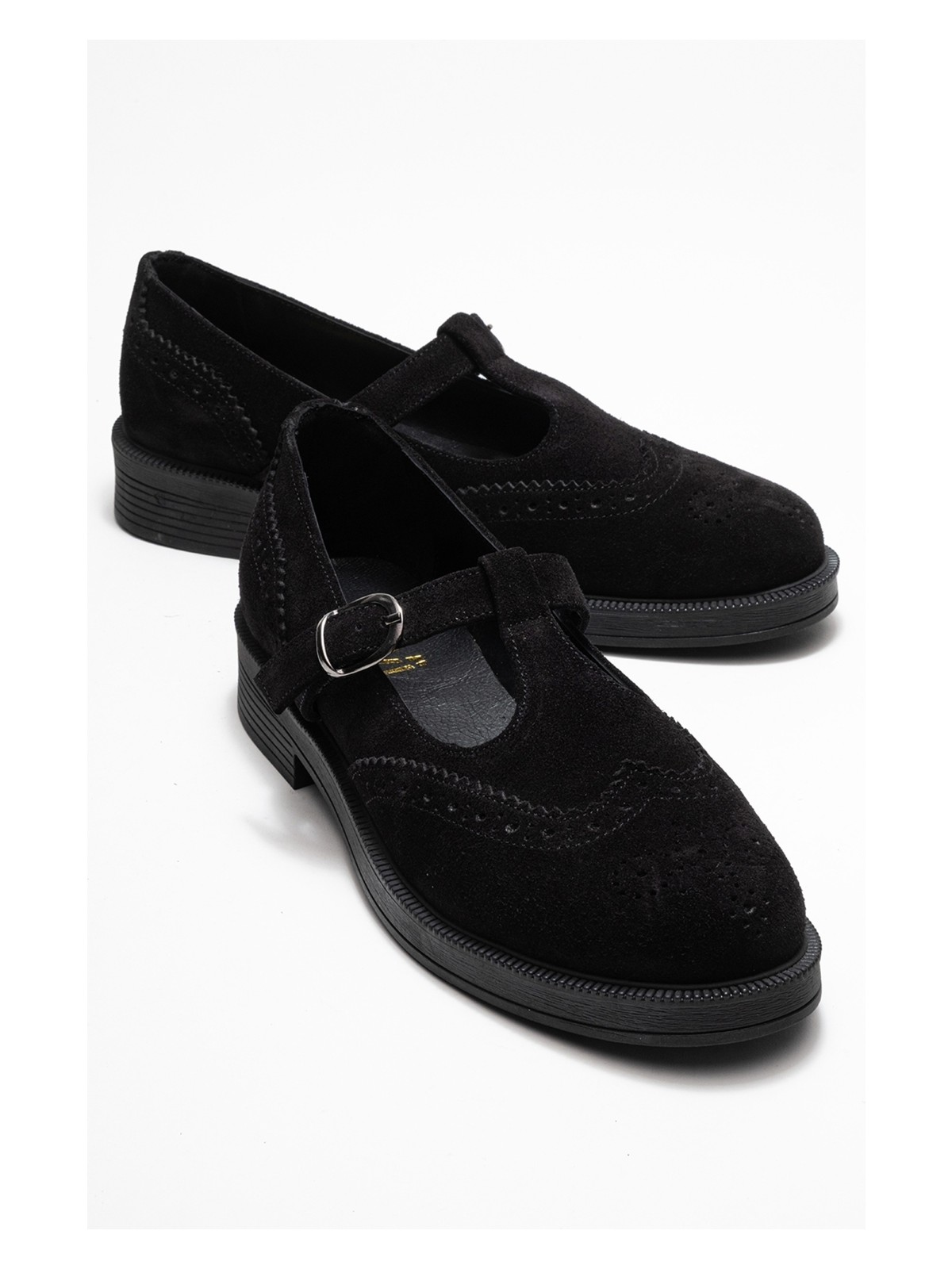 Luvi Janney Kahverengi Süet Hakiki Deri Bantlı Kadın Loafer Ayakkabı - Görsel 7