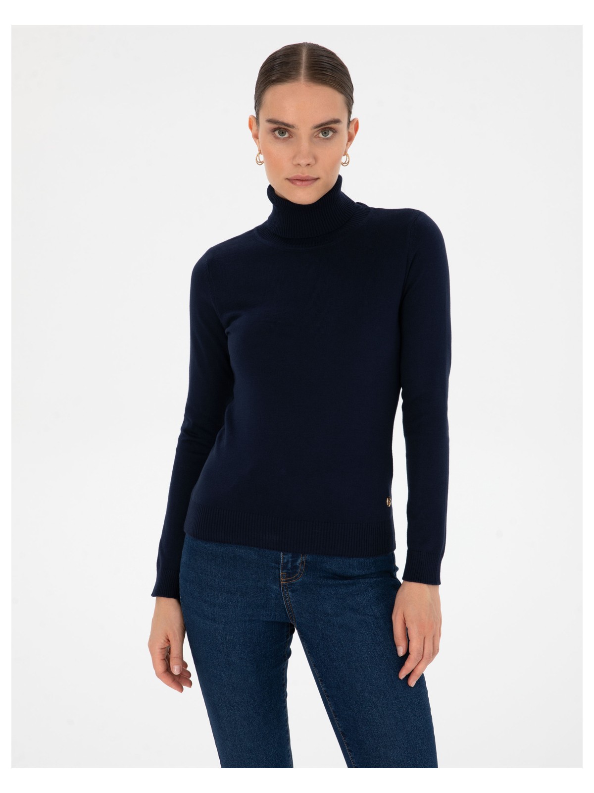 Pierre Cardin Kadın Siyah Slim Fit Balıkçı Yaka Basic Kazak 50315747-VR046 - Görsel 3