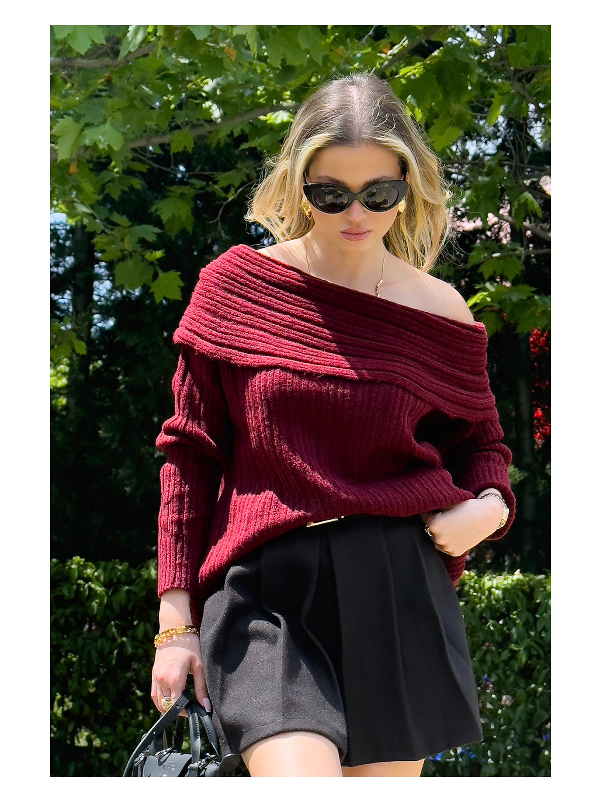 Lela Oversize Fit Madonna Yaka Triko Kazak Bayan Kazak 4615216 - Görsel 3