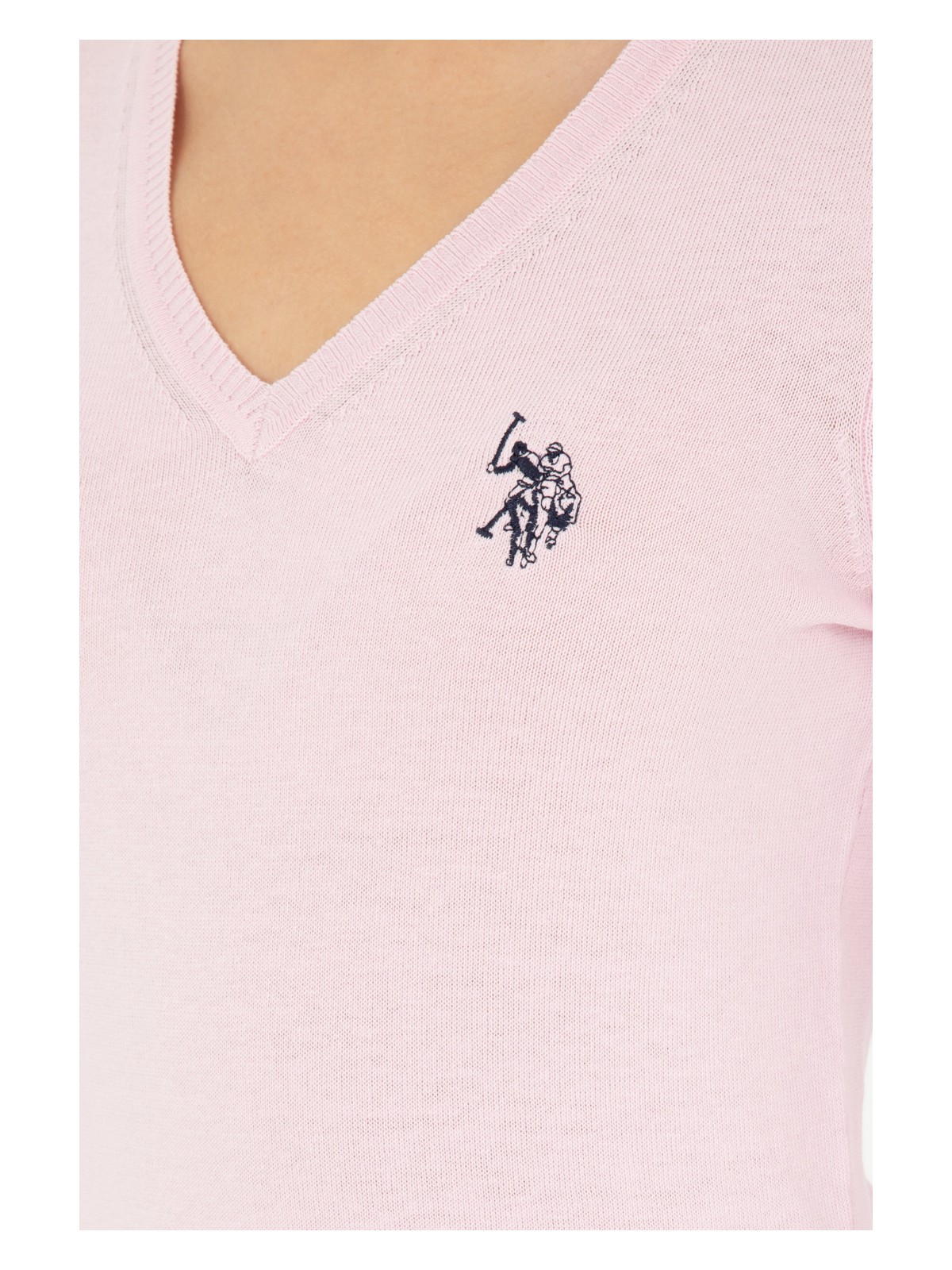 U.S. Polo Assn. Kadın Pembe V Yaka Basic Kazak 50293542-VR041 - Görsel 7