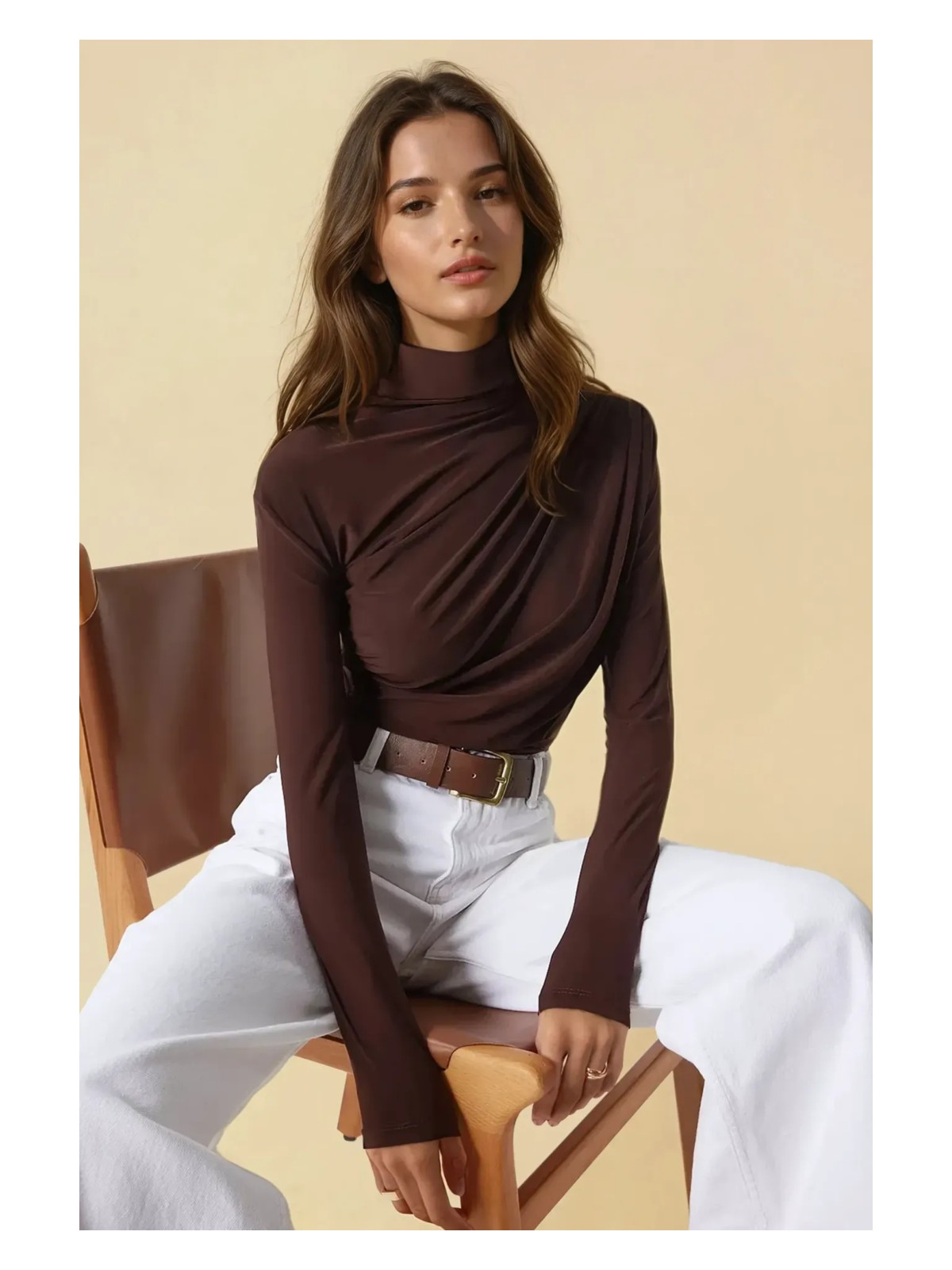 Hiccup Kadın Dik Yaka Büzgü Detaylı Sandy Bluz Lacivert - Görsel 6