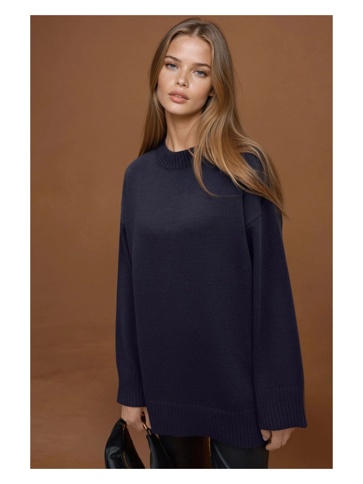 Hiccup Kadınlar Kalın Bisiklet Yaka Uzun Kalçayı Kapatan Kazak Gece Mavisi - Görsel 5