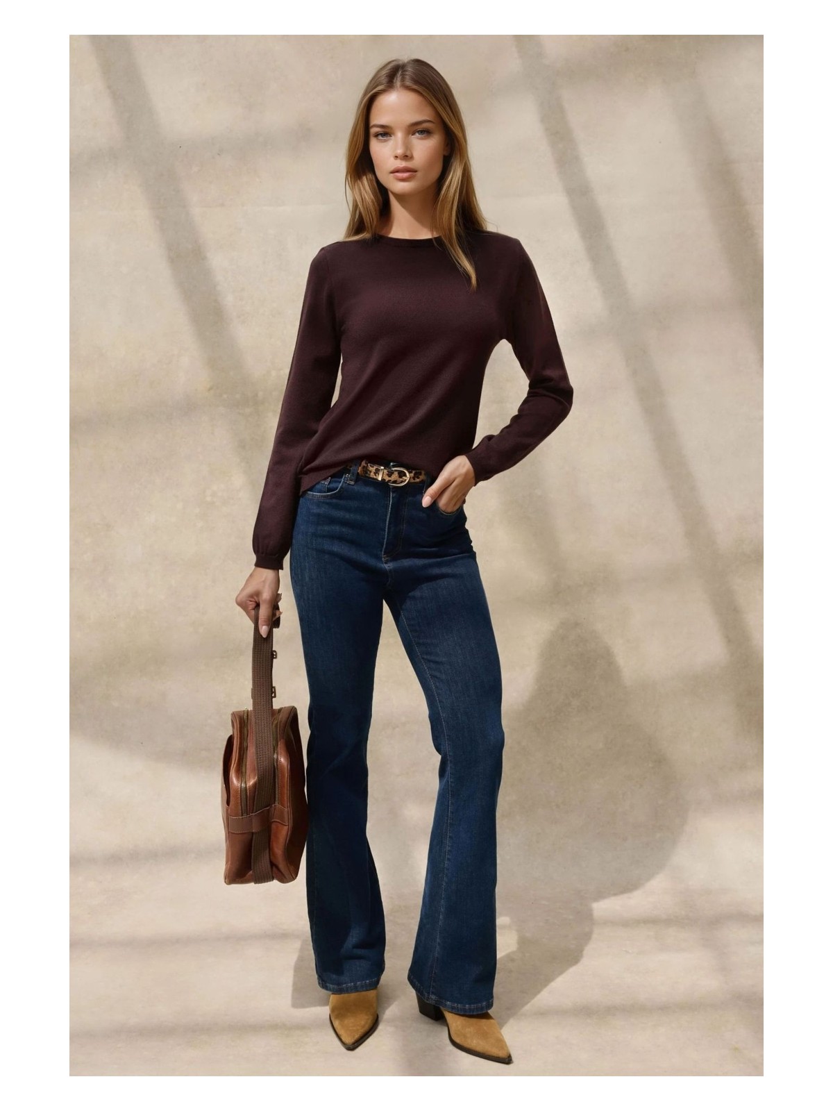 Hiccup Kadın Viskon Karışımlı Bisiklet Yaka Basic Triko Kazak Kiraz Kırmızısı