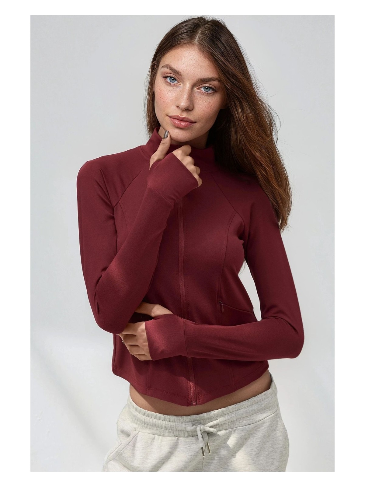 Hiccup Kadın Dar Kesim Örme Dik Yaka Fermuarlı Aktif Üst Limon Sarısı - Görsel 4