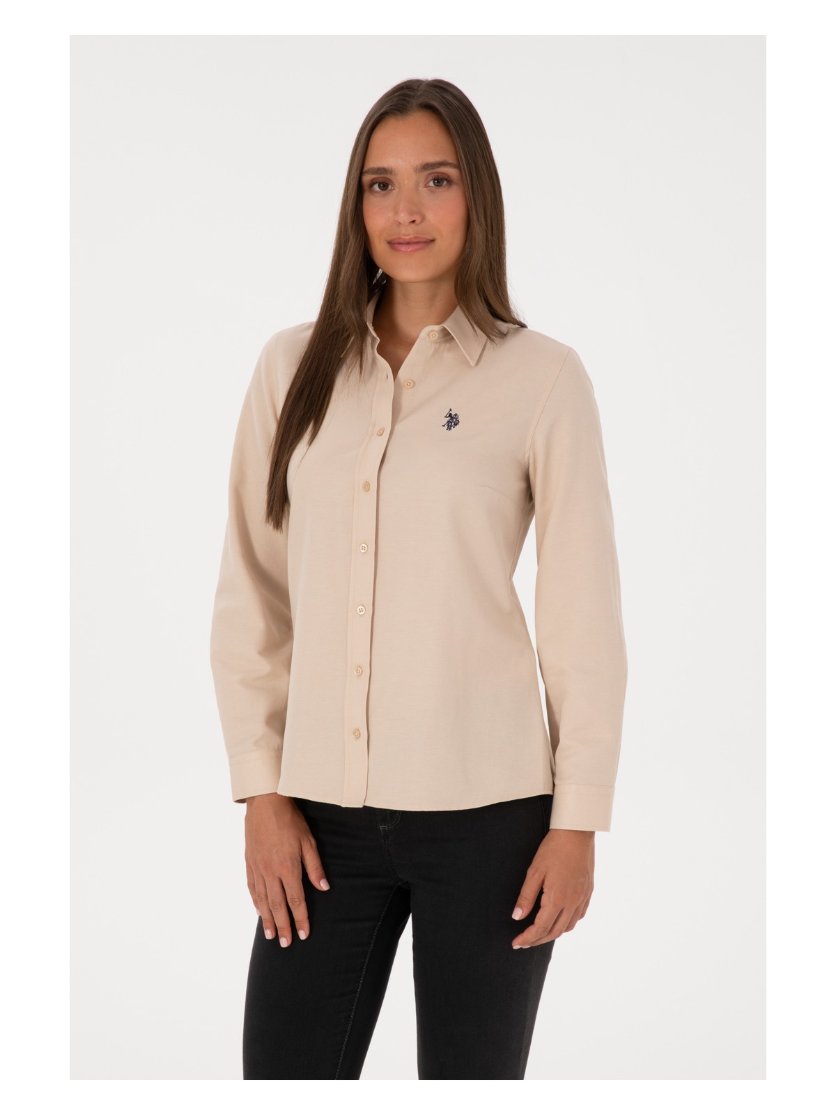 U.S. Polo Assn. Kadın Kum Uzun Kollu Basic Gömlek 50316711-VR085
