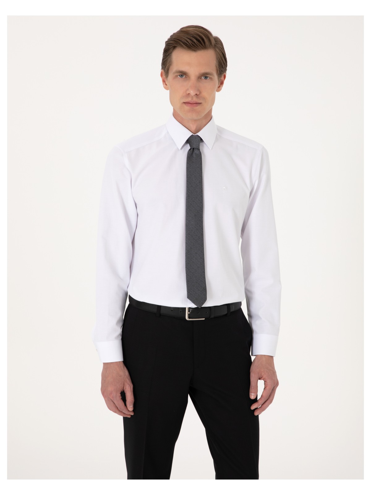 Pierre Cardin Erkek Beyaz Regular Fit Uzun Kollu Basic Gömlek 50316742-VR013