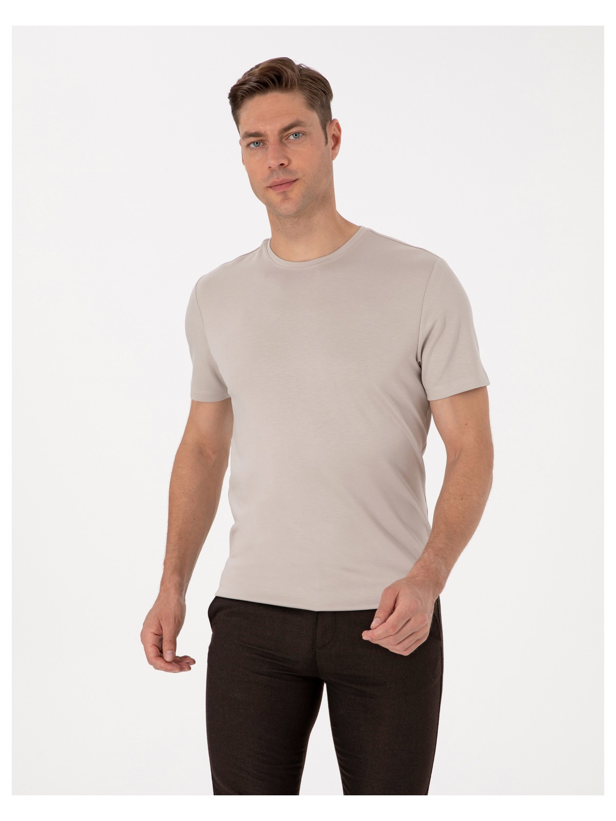 Pierre Cardin Erkek Siyah Regular Fit Kalın Dokulu Bisiklet Yaka Basic Tişört 50318130-VR046 - Görsel 3