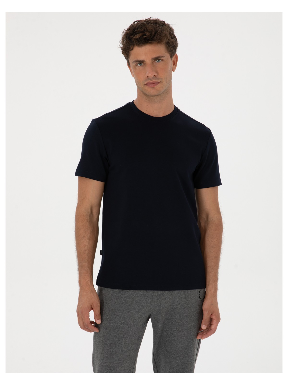 Pierre Cardin Erkek Siyah Regular Fit Kalın Dokulu Bisiklet Yaka Basic Tişört 50318130-VR046 - Görsel 4