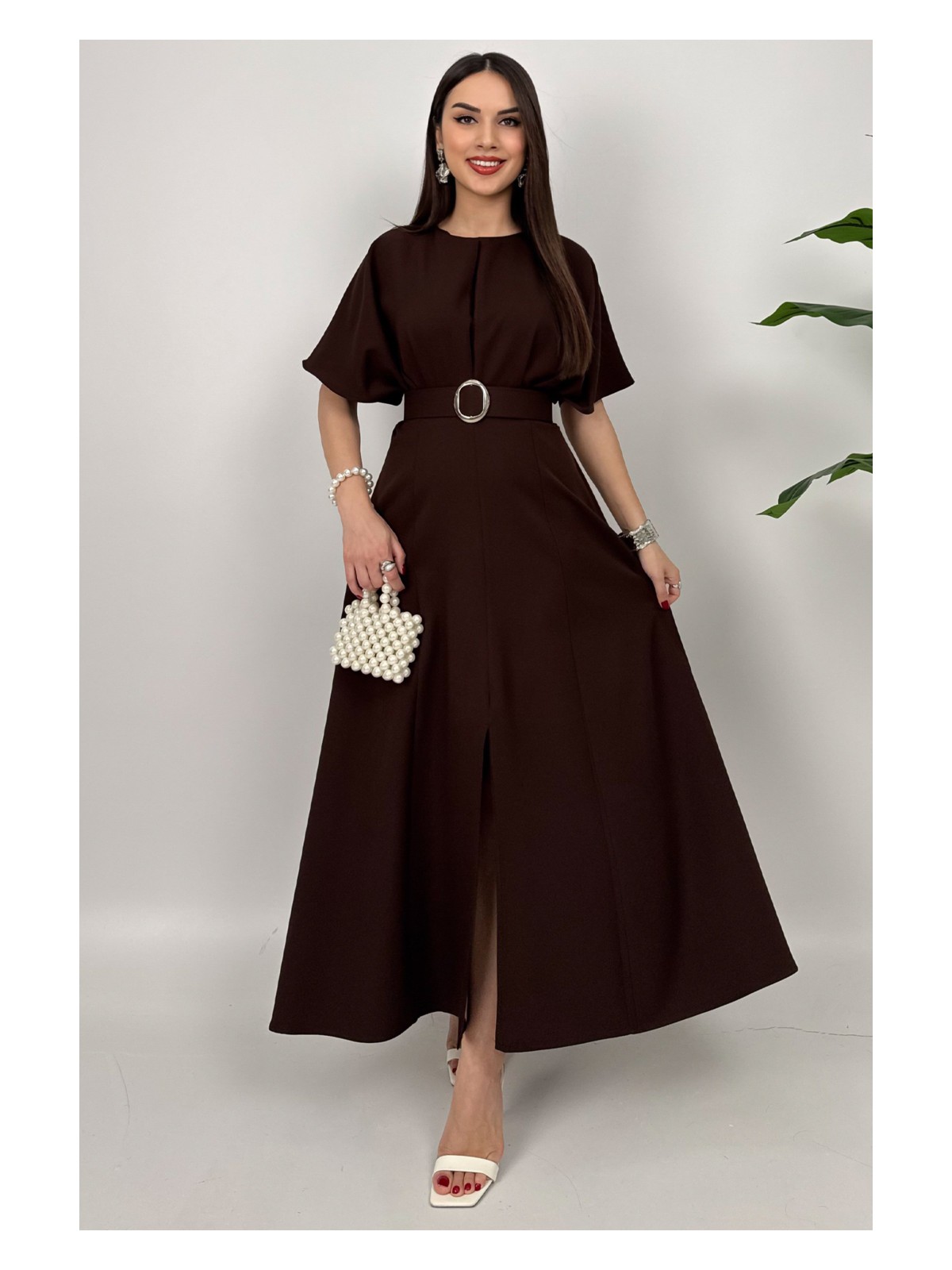 Dolcha Alora Kadın Kemer Detaylı Şık Lacivert Elbise – Özel Günler Için Zarafet - Görsel 5