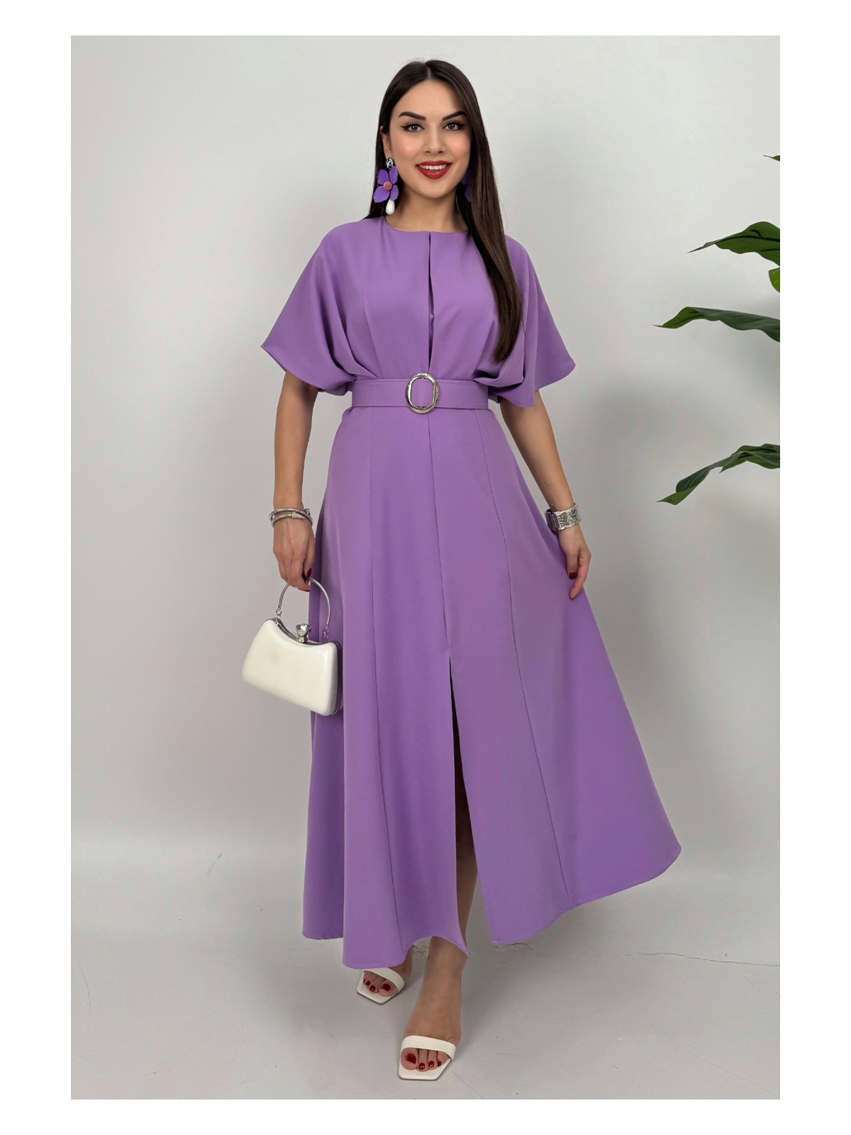 Dolcha Alora Kadın Kemer Detaylı Şık Lacivert Elbise – Özel Günler Için Zarafet - Görsel 7