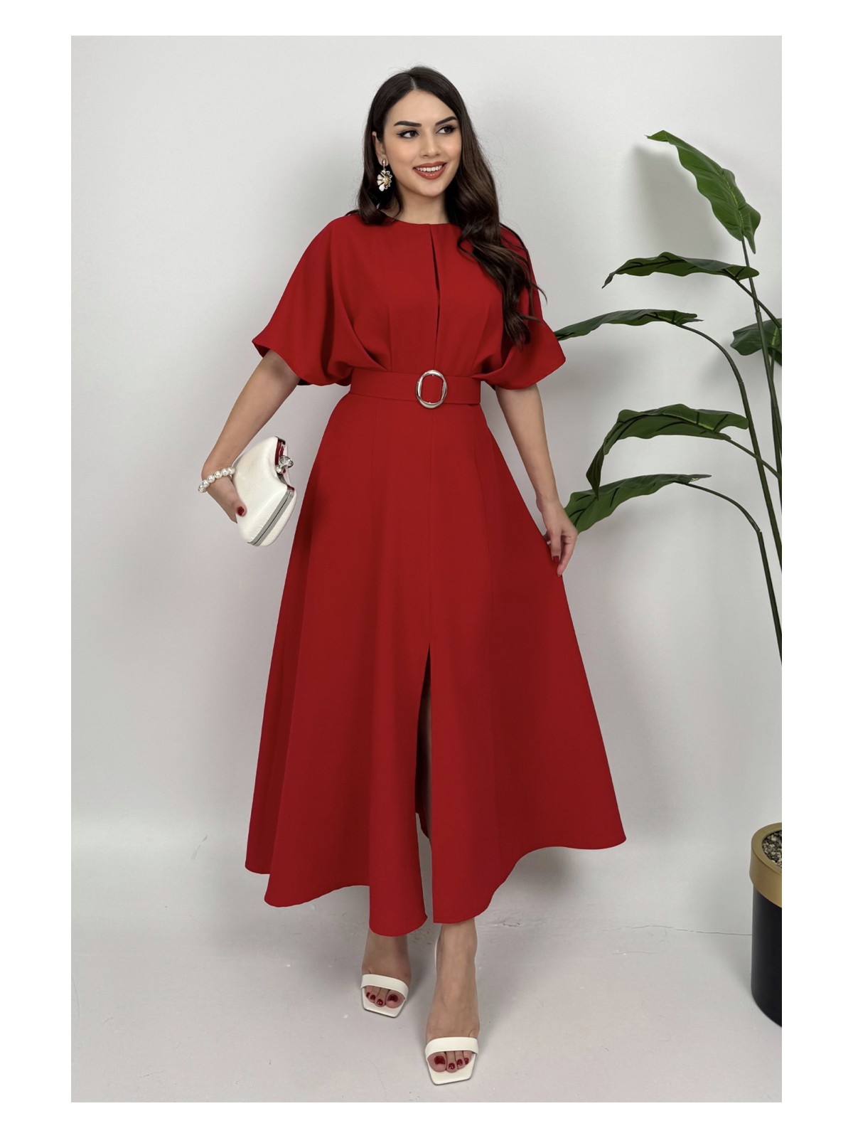 Dolcha Alora Kadın Kemer Detaylı Şık Lacivert Elbise – Özel Günler Için Zarafet - Görsel 8