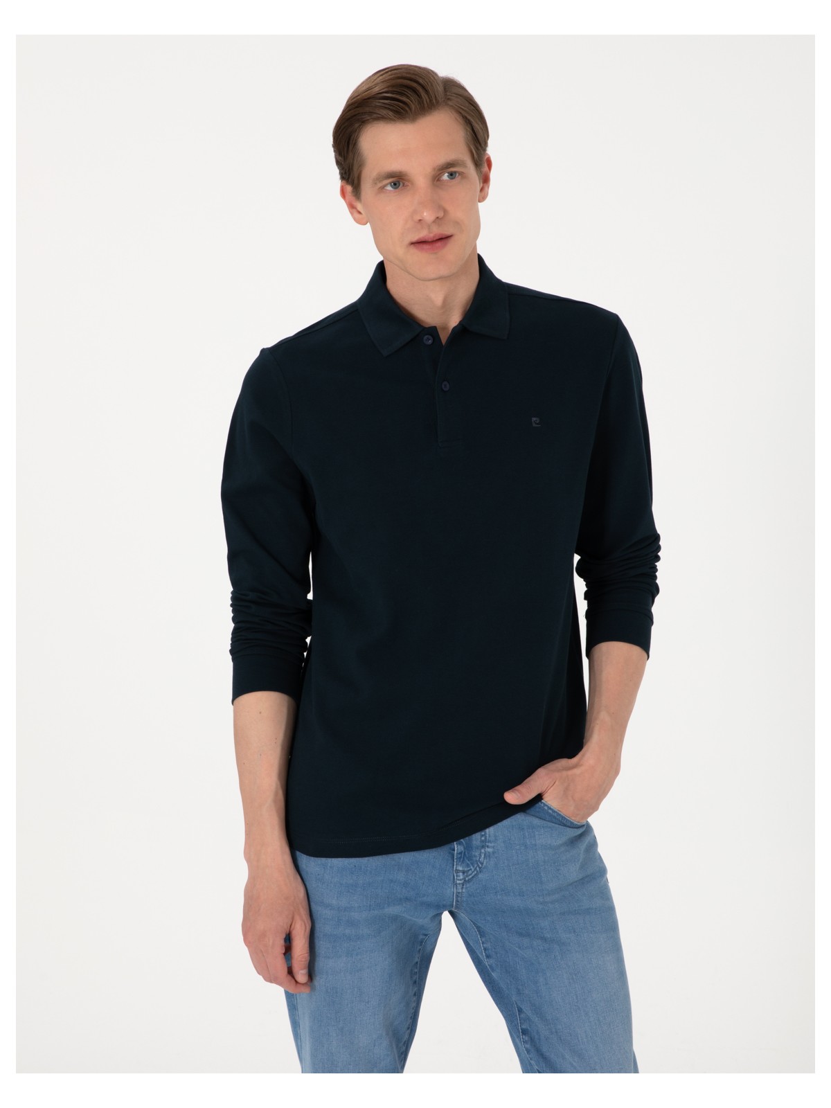 Pierre Cardin Erkek Çağla Slim Fit Kıvrılmaz Polo Yaka Basic Pike Sweatshirt 50314048-VR016 - Görsel 9