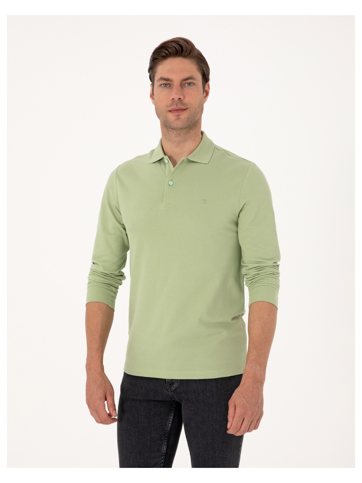 Pierre Cardin Erkek Bordo Slim Fit Kıvrılmaz Polo Yaka Basic Pike Sweatshirt 50314048-VR014 - Görsel 4