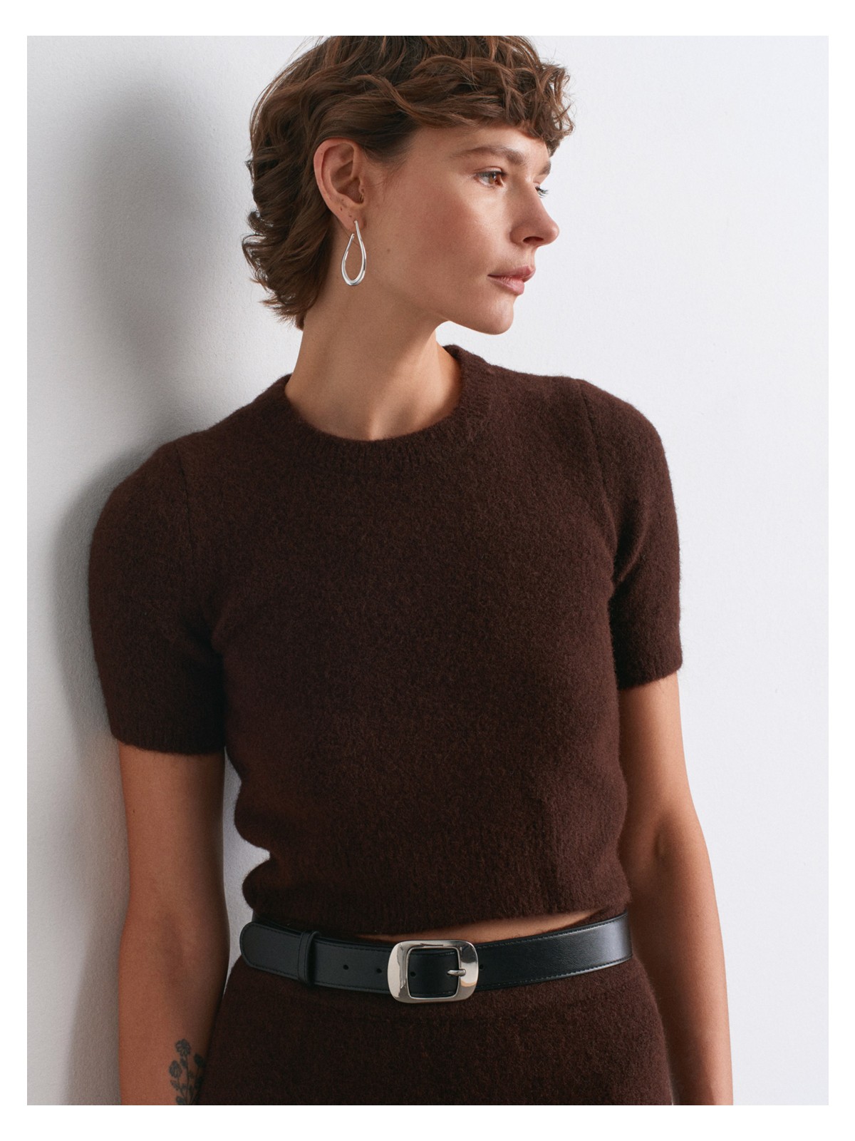 Dilvin 10651 Bisiklet Yaka Yumuşak Dokulu Kısa Kol Triko Kazak-Pembe - Görsel 3