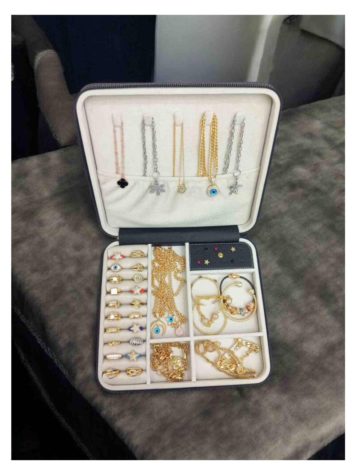 Moda Fiesta Büyük Boy Takı Kutusu 27X24 | Zarif ve Çok Bölmeli Mücevher Organizeri