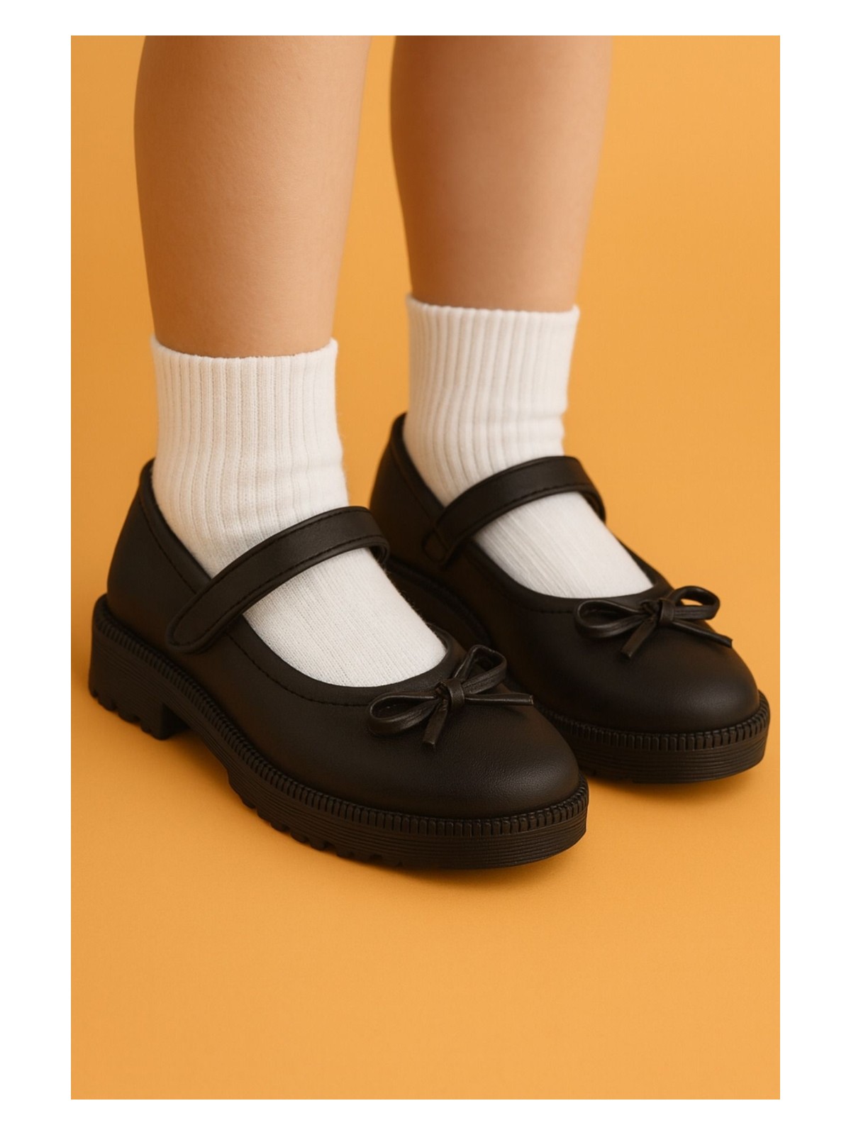 Moon Glow Kız Çocuk Babet Siyah Cilt Mat Rengi Kız Çocuk Babet Kız Çocuk Okul Ayakkabısı Kız Çocuk Ayakkabı - Görsel 7