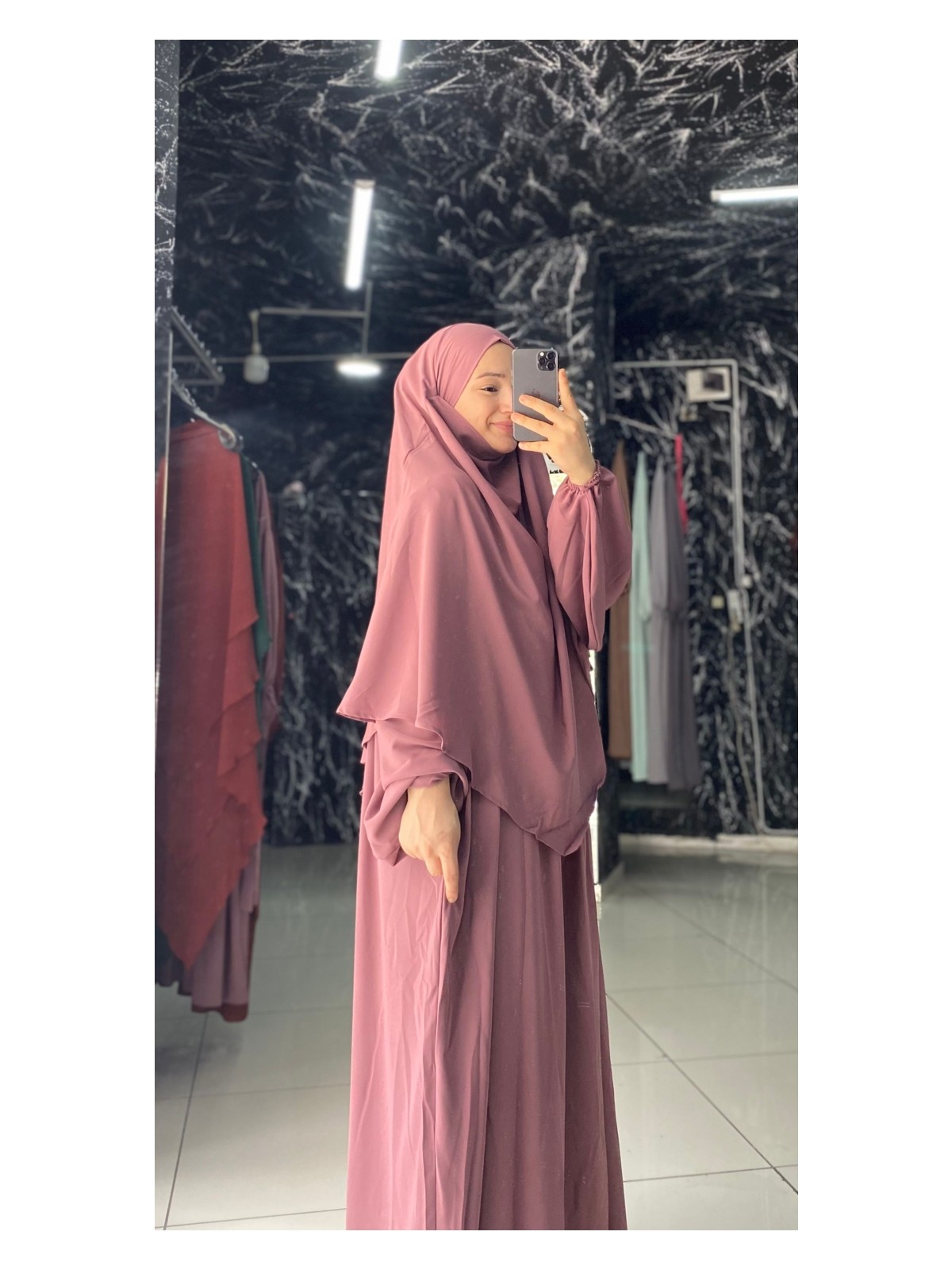 Hnaique mısır medine ipeği Ferace Sufle Peçe 3 Parça- ferace pratik takım - Görsel 5