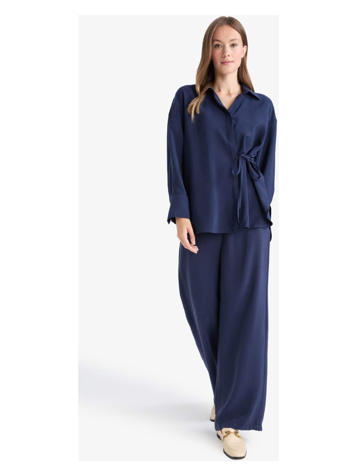 DeFacto Regular Fit Beli Lastikli Modal Pantolon F9413AX25AU