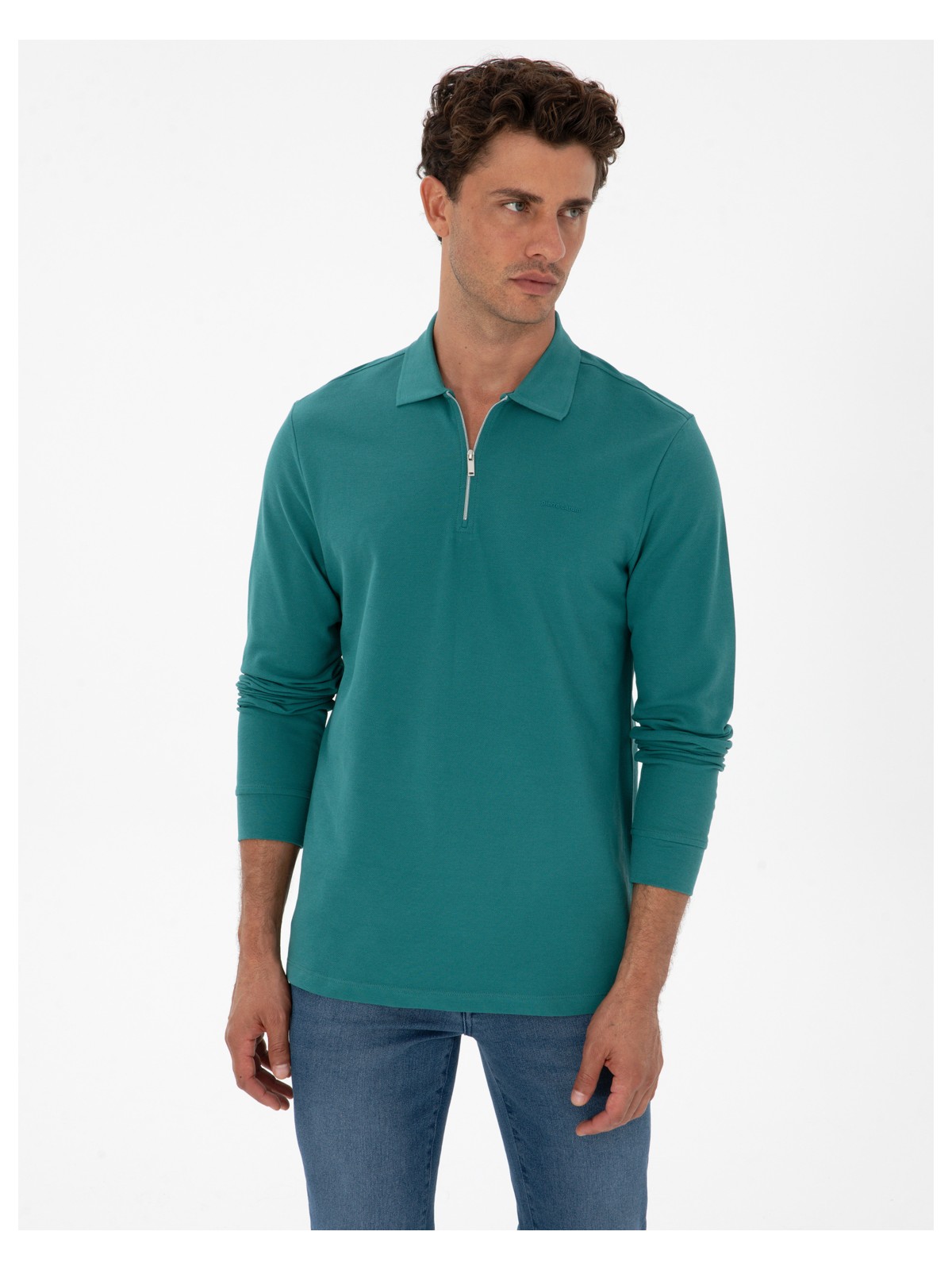 Pierre Cardin Erkek Bordo Slim Fit Kıvrılmaz Fermuarlı Polo Yaka Basic Pike Sweatshirt 50314046-VR014 - Görsel 3