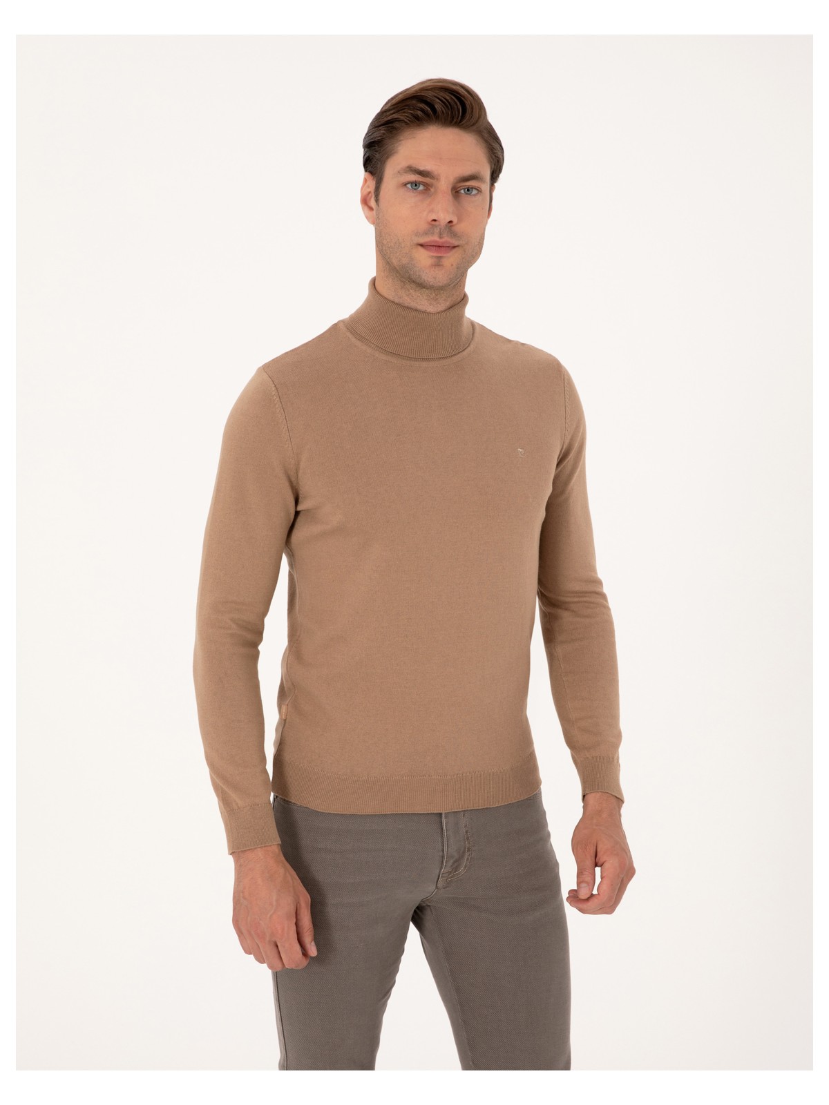 Pierre Cardin Erkek Vişne Slim Fit Balıkçı Yaka Basic Triko Kazak 50314202-VR223 - Görsel 6